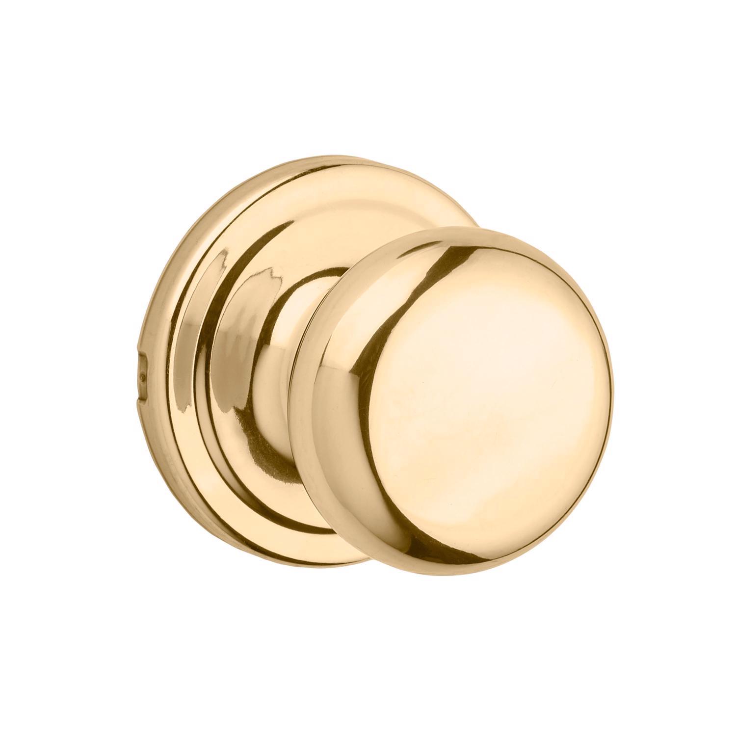 Kwikset Juno Polished Brass Passage Door Knob 1-3/4 in.