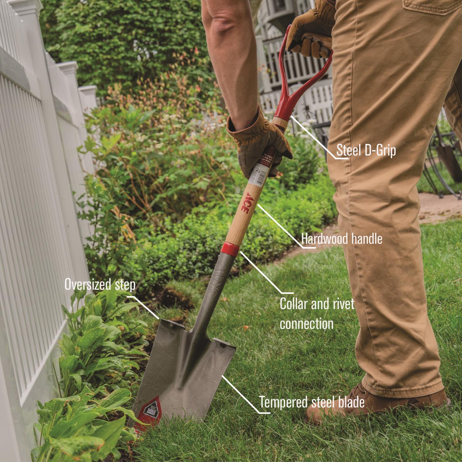 Ace 41.5 in. Steel Garden Spade Wood Handle
