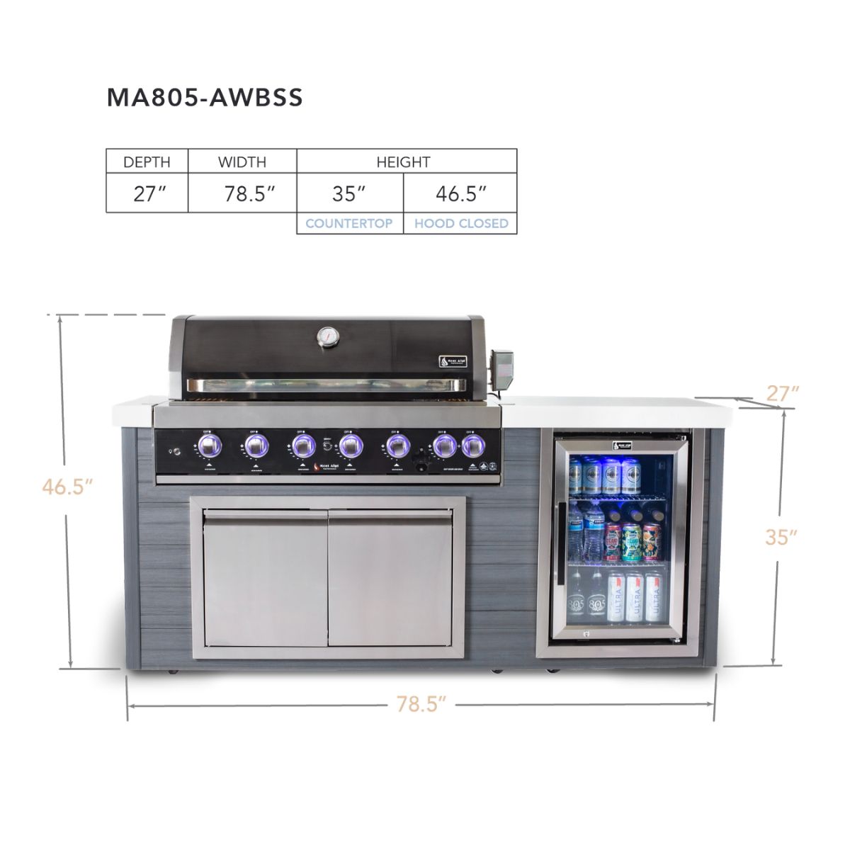 Mont Alpi 6-Burner Artwood Island in Black Stainless Steel MA805-AWBSS