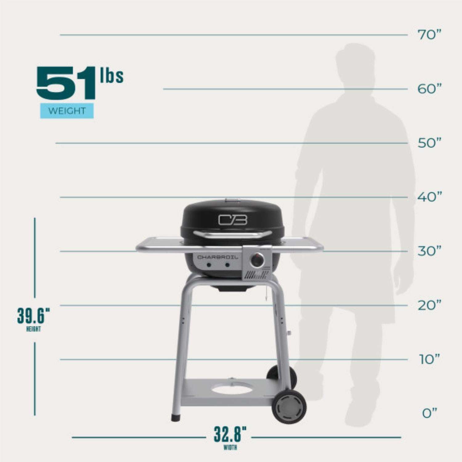 Char-Broil Bistro Pro 1 Burner Charcoal/Liquid Propane Grill Black/Silver