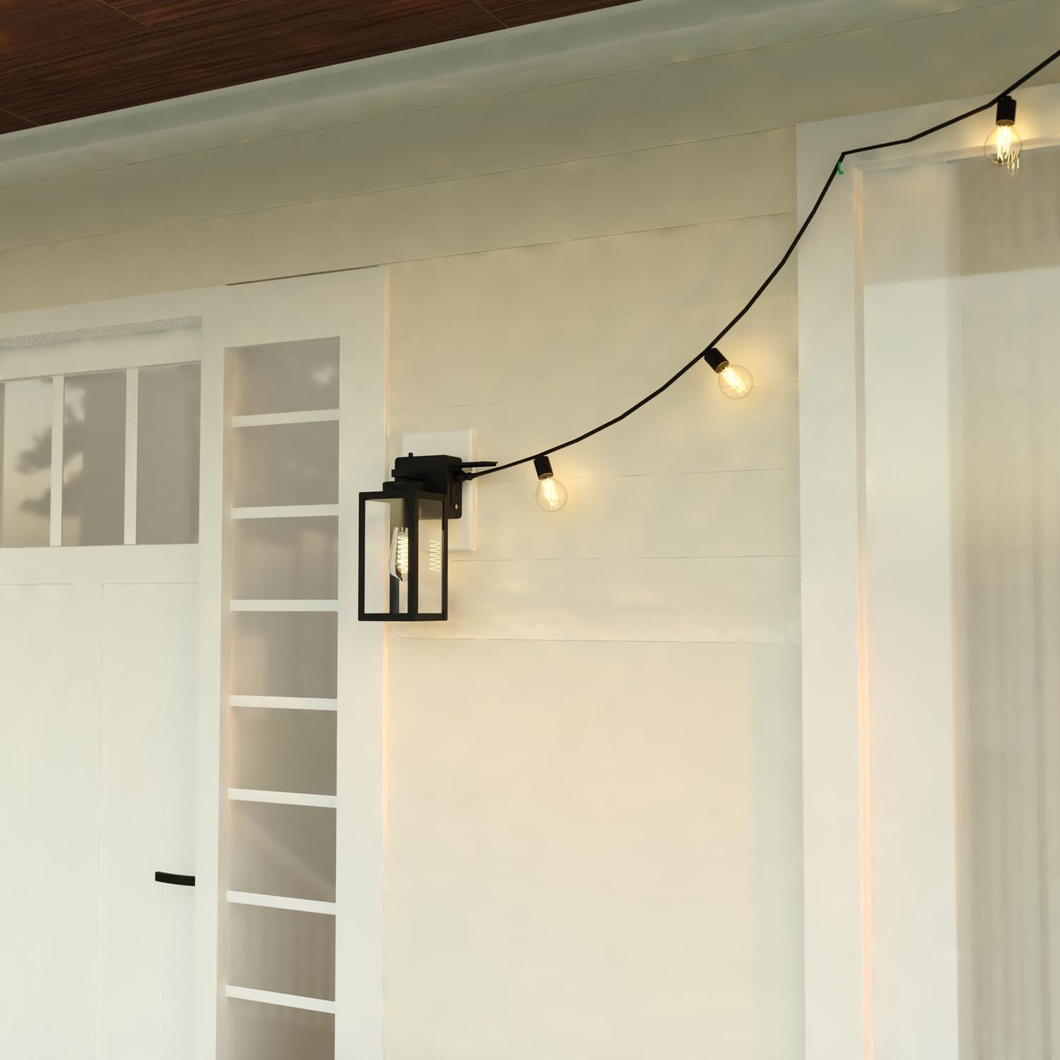 Dualux Textured Black Black Dusk to Dawn LED Porch Light
