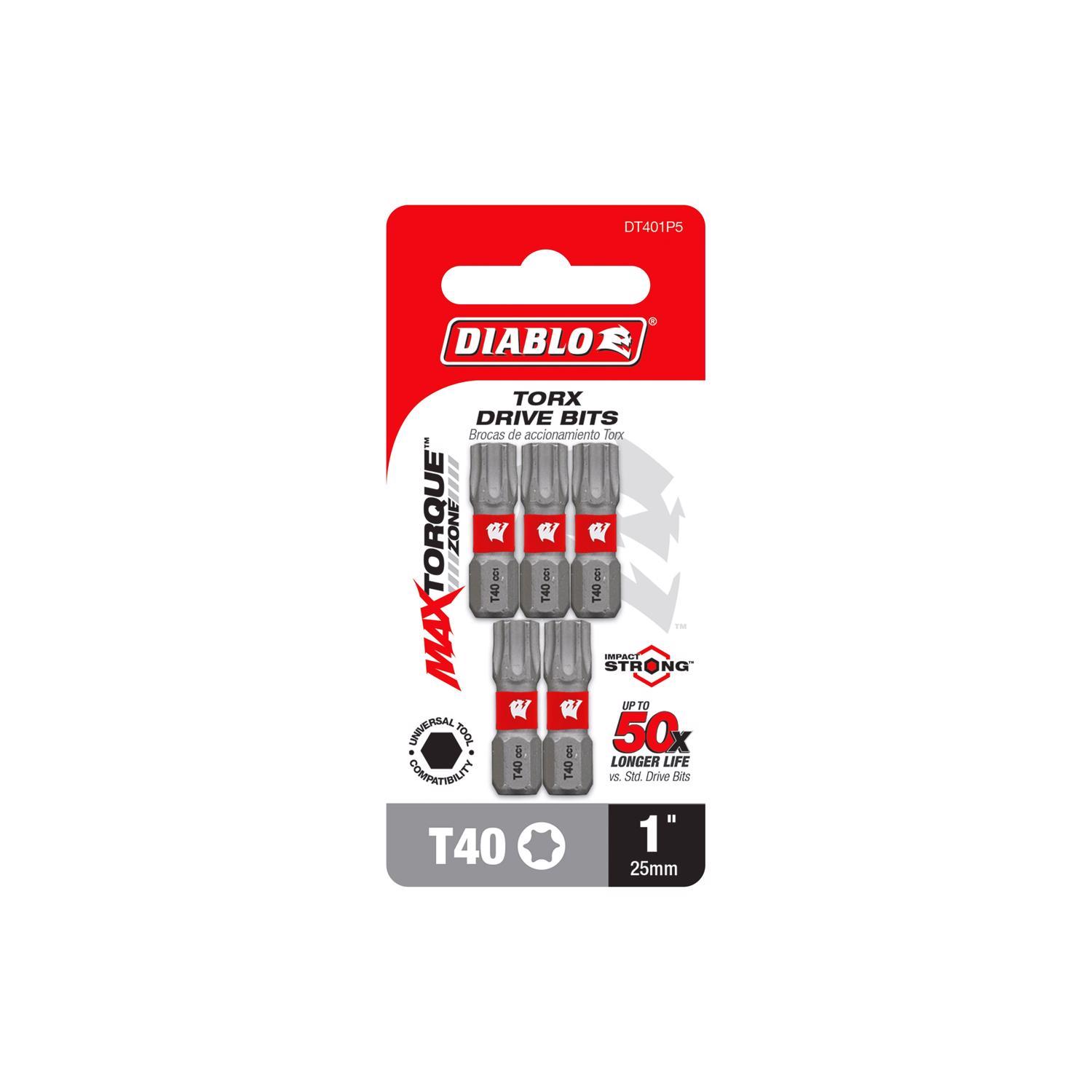 Diablo Torx #40 X 1 in. L Driver Bit Black Oxide 5 pk
