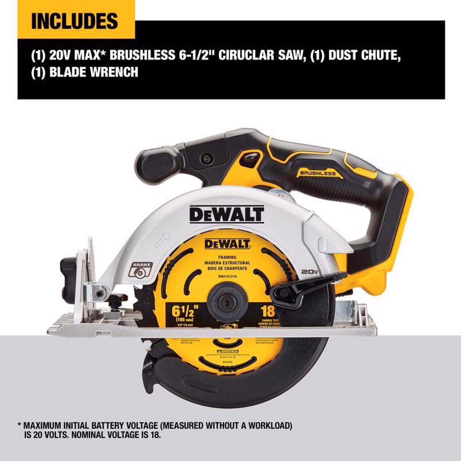 DeWalt 20V MAX 6-1/2 in. Cordless Brushless Circular Saw Tool Only