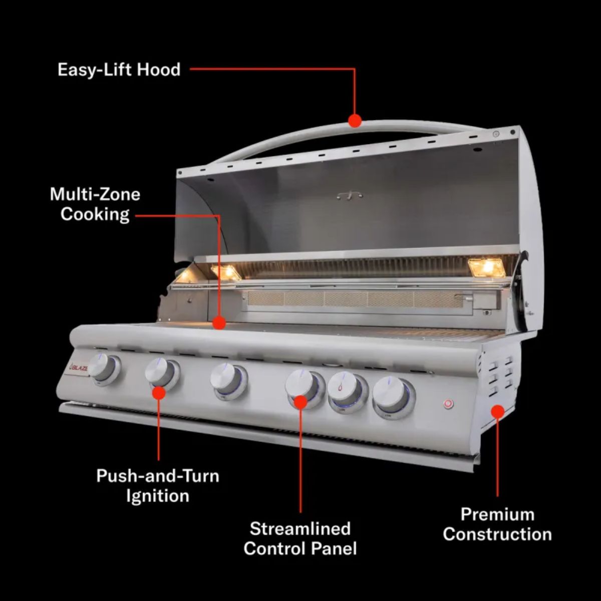 Blaze Grill 5 Burner LTE Plus with Lights 40 in. LP Gas