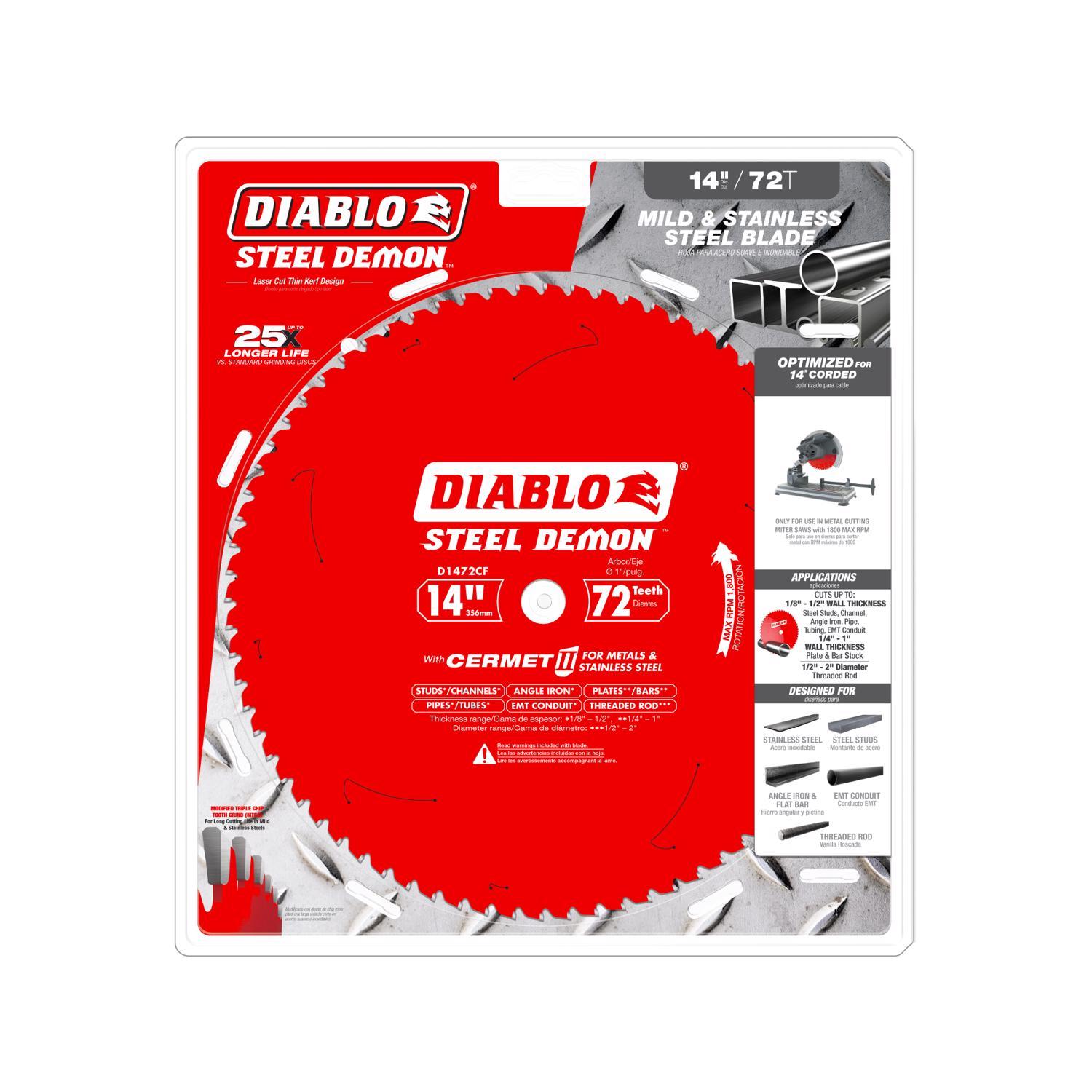 Diablo Steel Demon 14 in. D X 1 in. Medium Metal Cermet Circular Saw Blade 72 teeth 1 Pack