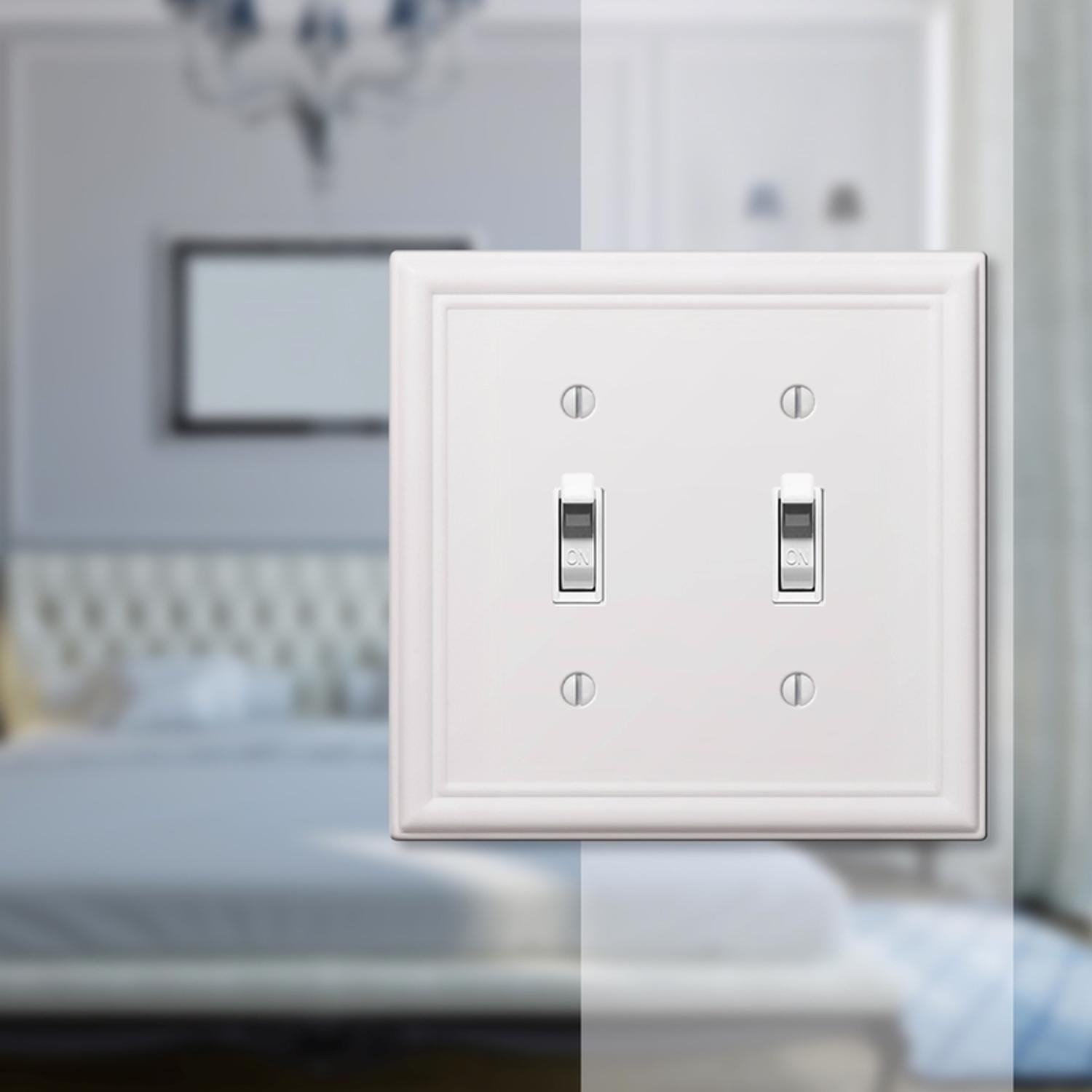 Amerelle Chelsea White 2 gang Stamped Steel Toggle Wall Plate 1 Pack