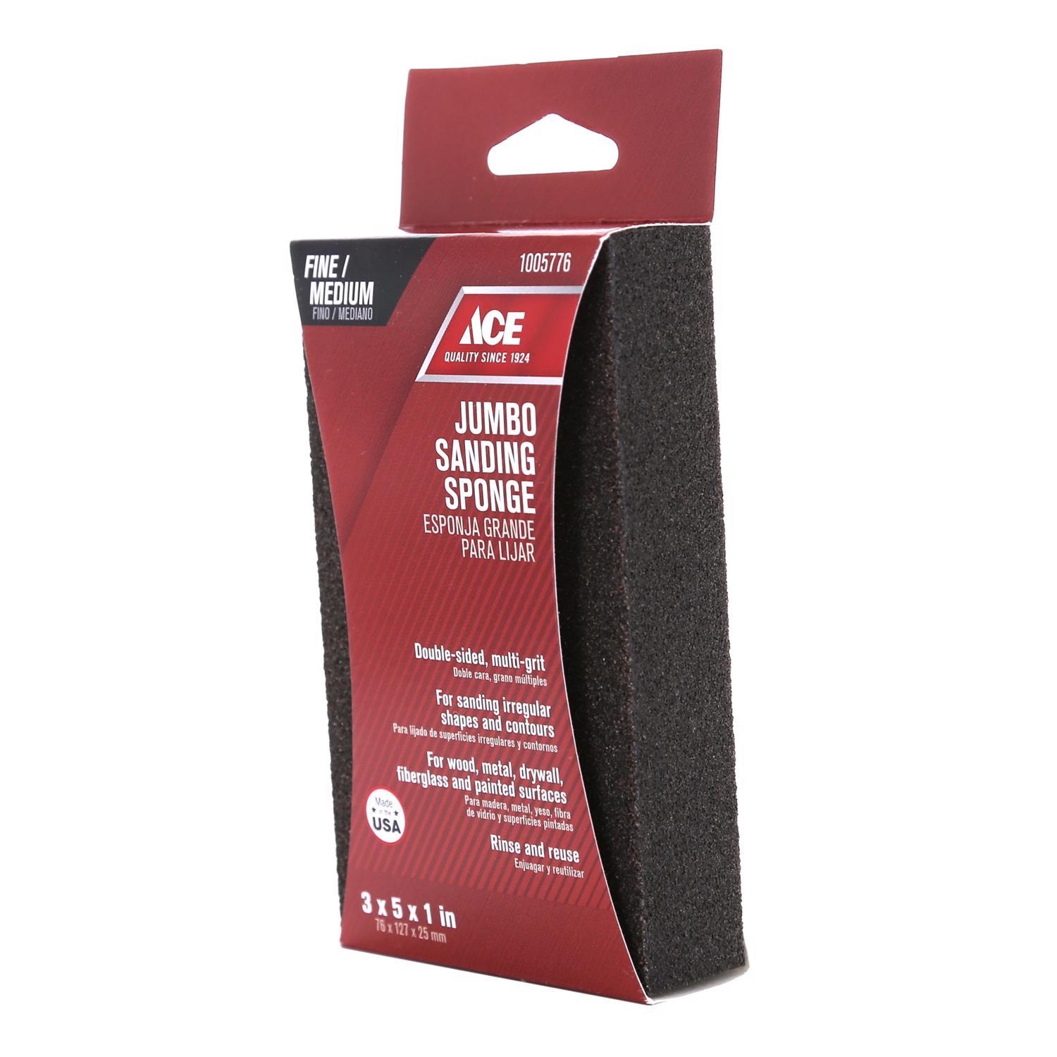 Ace 5 in. L X 3 in. W X 1 in. 80/120 Grit Assorted Extra Large Sanding Sponge