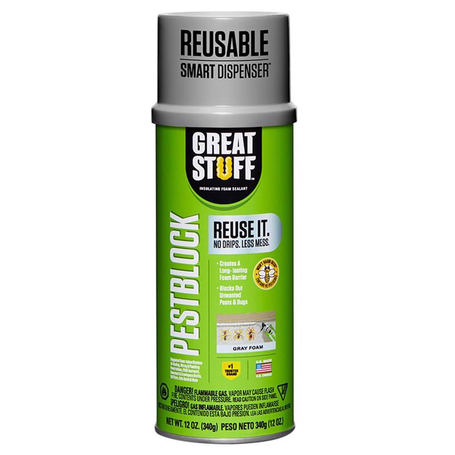 Great Stuff Smart Dispenser Gray Polyurethane Insulating Foam Sealant 12 Oz