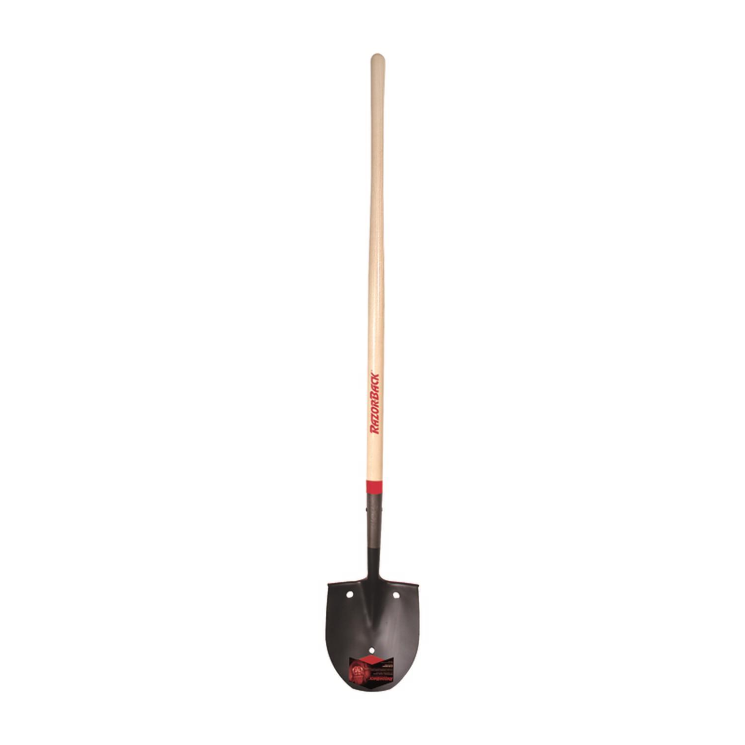 Razor-Back 58.63 in. Steel Round Rice Shovel Wood Handle