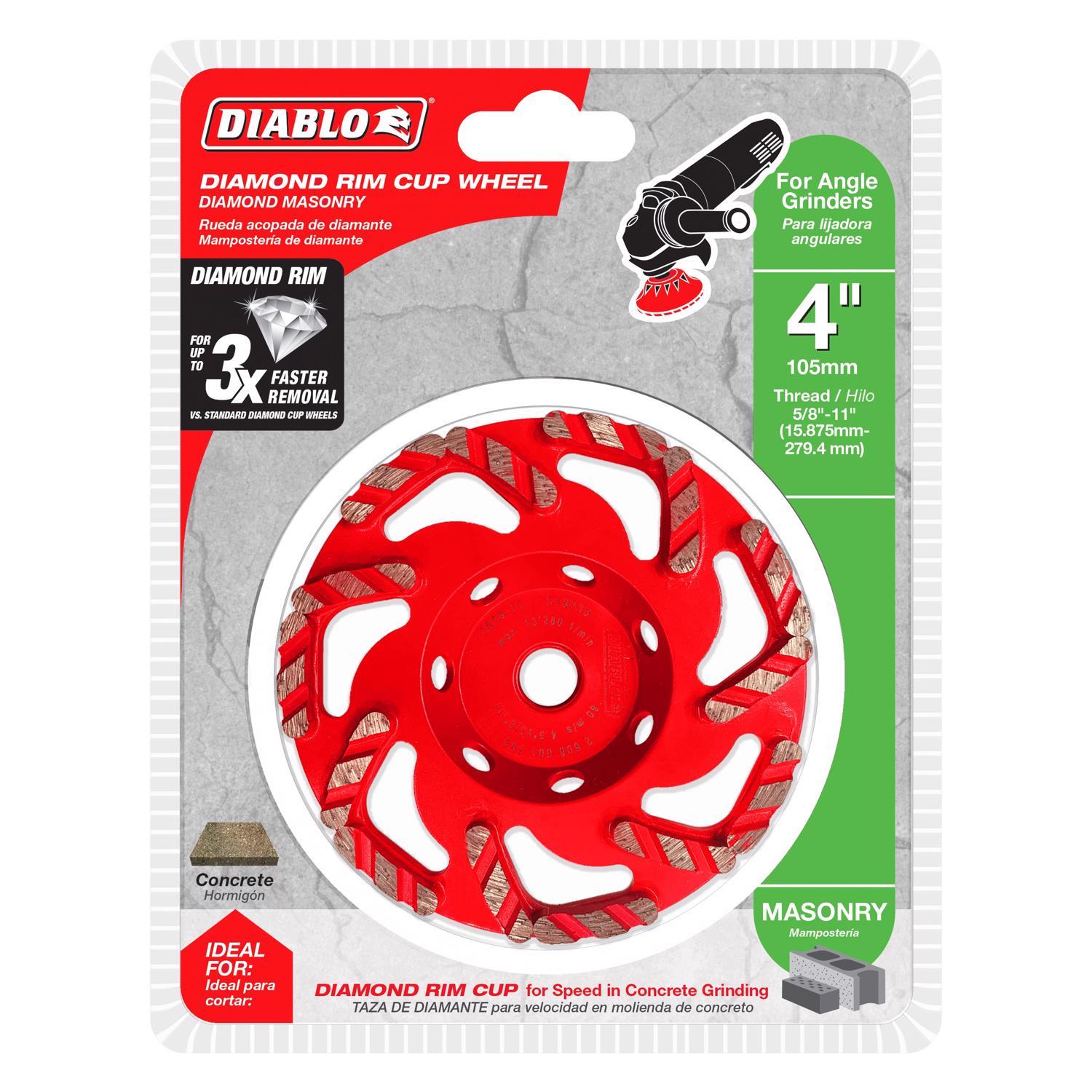 Diablo 4 in. D X 5/8-11 in. Masonry Cup Wheel
