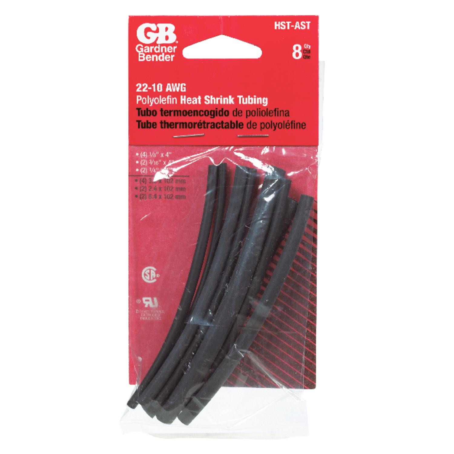 Gardner Bender Heat Shrink Tubing Black 8 pk