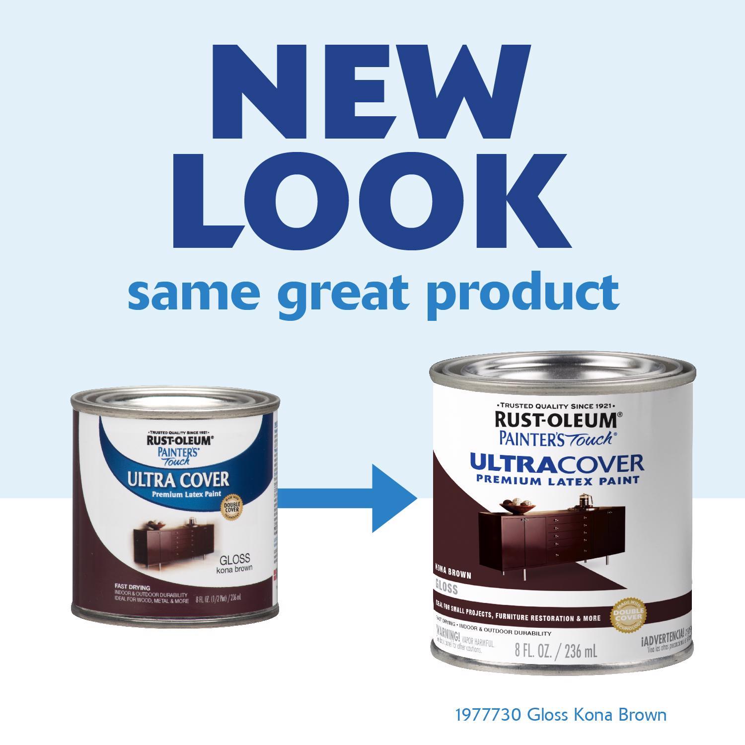 Rust-Oleum Painters Touch Ultra Cover Gloss Kona Brown Water-Based Paint Exterior and Interior 8 oz