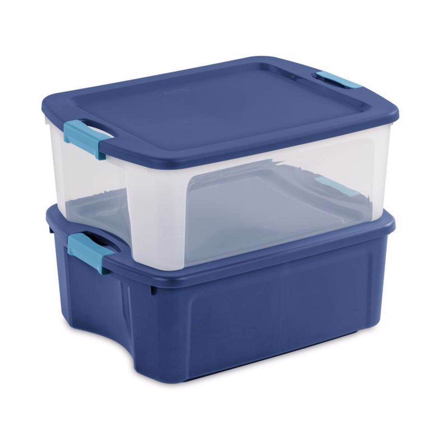 Sterilite 12 gal Blue/Clear Latch Storage Box 9-1/4 in. H X 23-5/8 in. W X 18-5/8 in. D Stackable