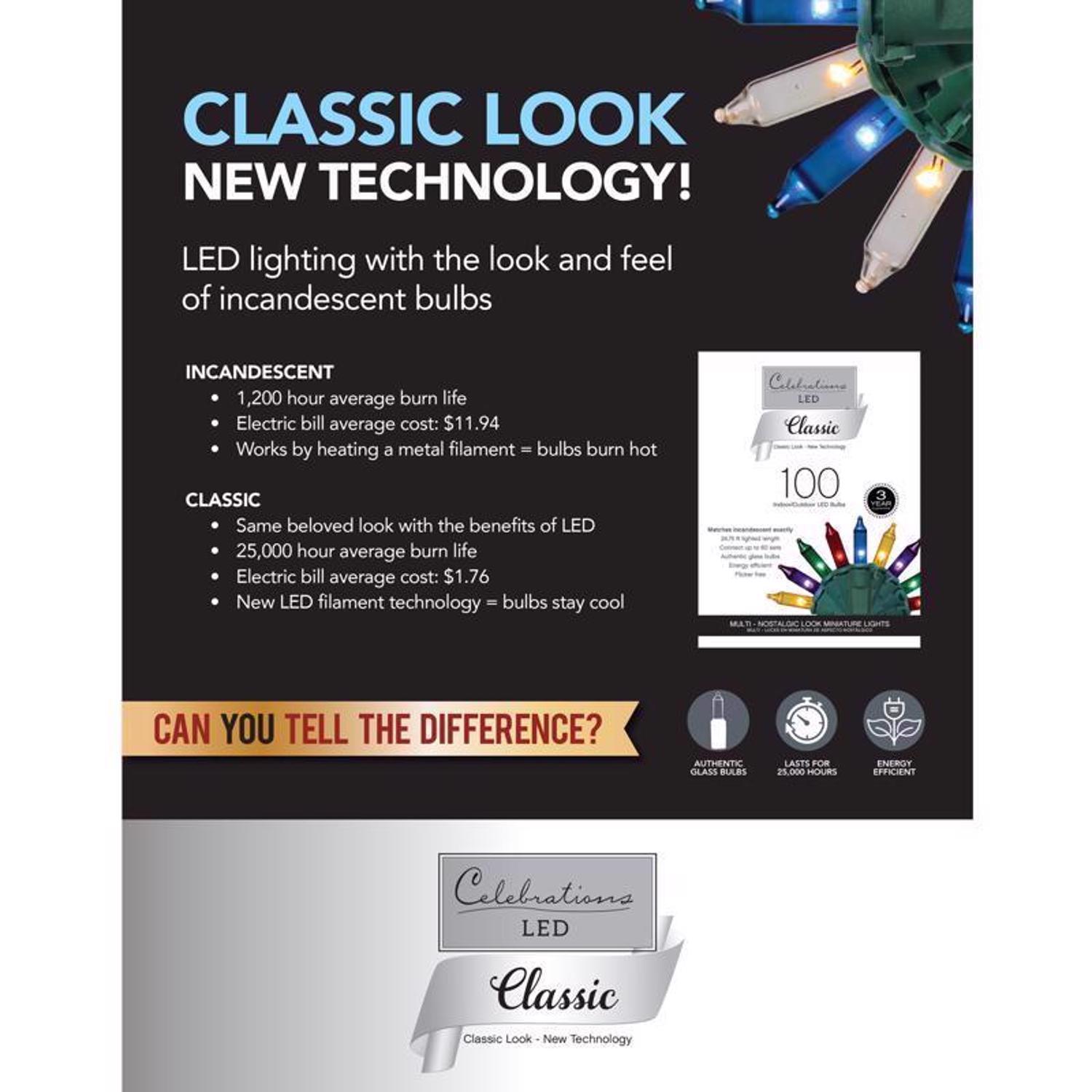 Celebrations Classic LED T5 Multicolored 100 ct String Christmas Lights 24.75 ft.