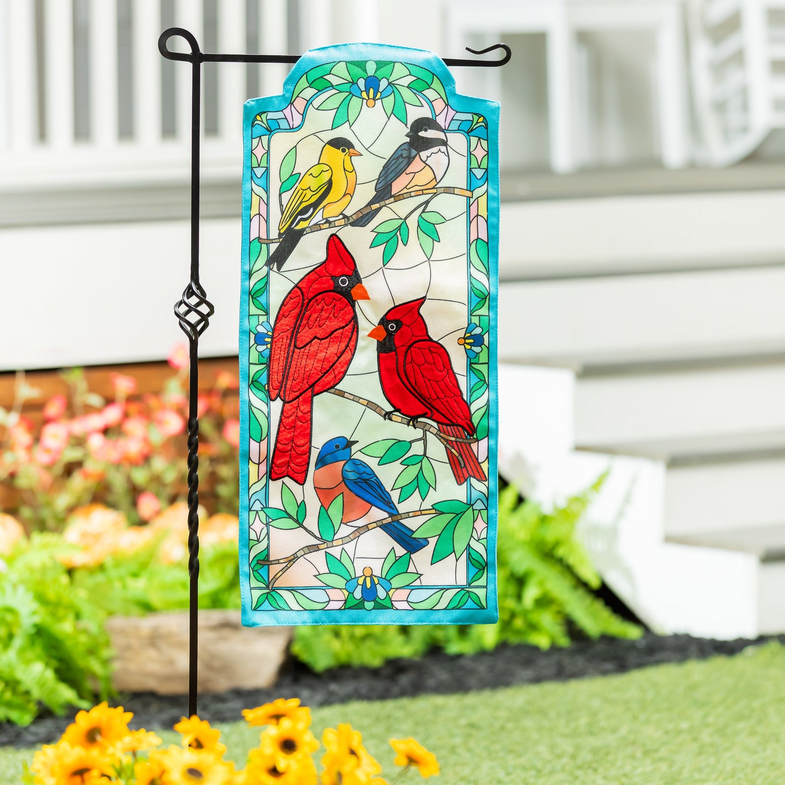 Evergreen Stained Glass Songbirds Everlasting Impression