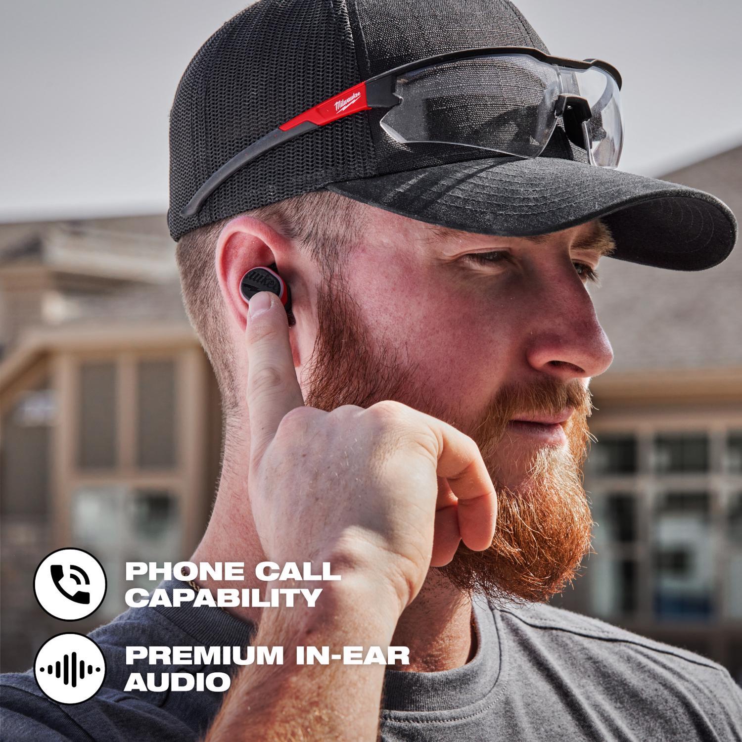 Milwaukee Redlithium Bluetooth Ear Plugs/Ear Phones With Mic Black/Red 1 pk