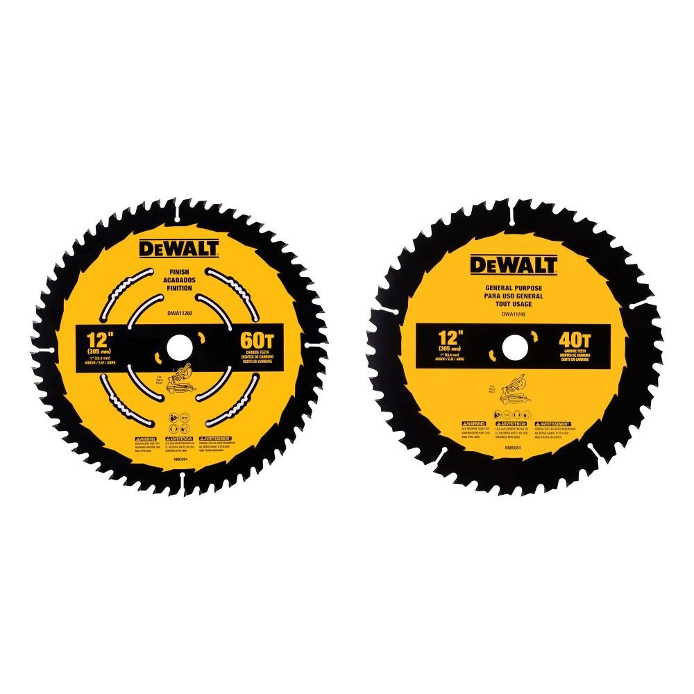 DEWALT 12in 40T & 60T Circular Saw Blades 2pk