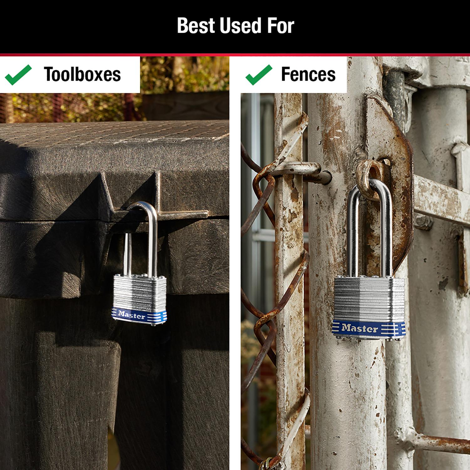 Master Lock 1-5/16 in. H X 1-5/8 in. W X 1-9/16 in. L Laminated Steel Double Locking Exterior Padloc