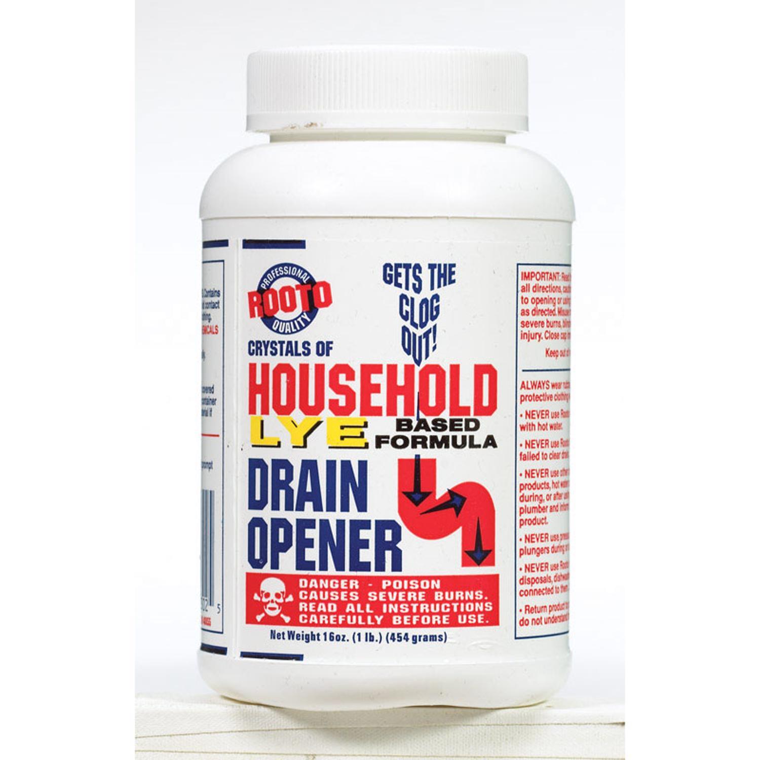 Rooto Household Lye Based Crystals Drain Cleaner 1 lb
