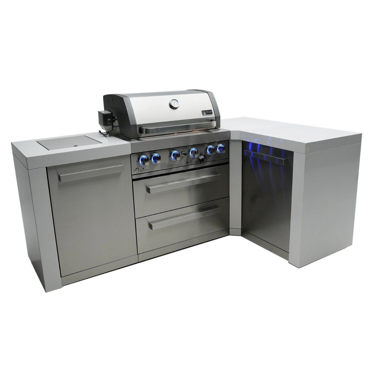 Mont Alpi 4-burner Deluxe Island with a 90-Degree Corner