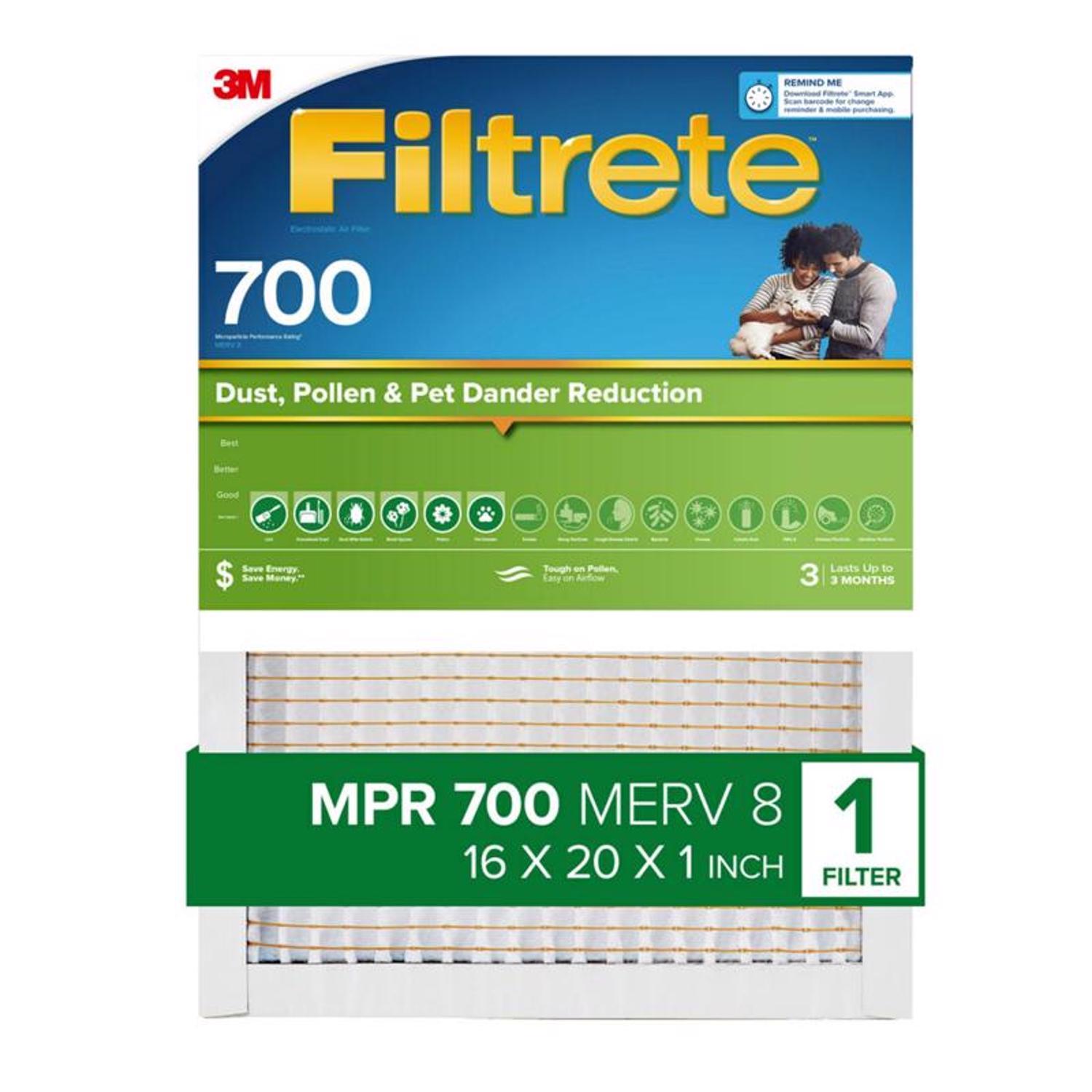 Filtrete 16 in. W X 20 in. H X 1 in. Polypropylene 700 MPR Pleated Air Filter 1 pk
