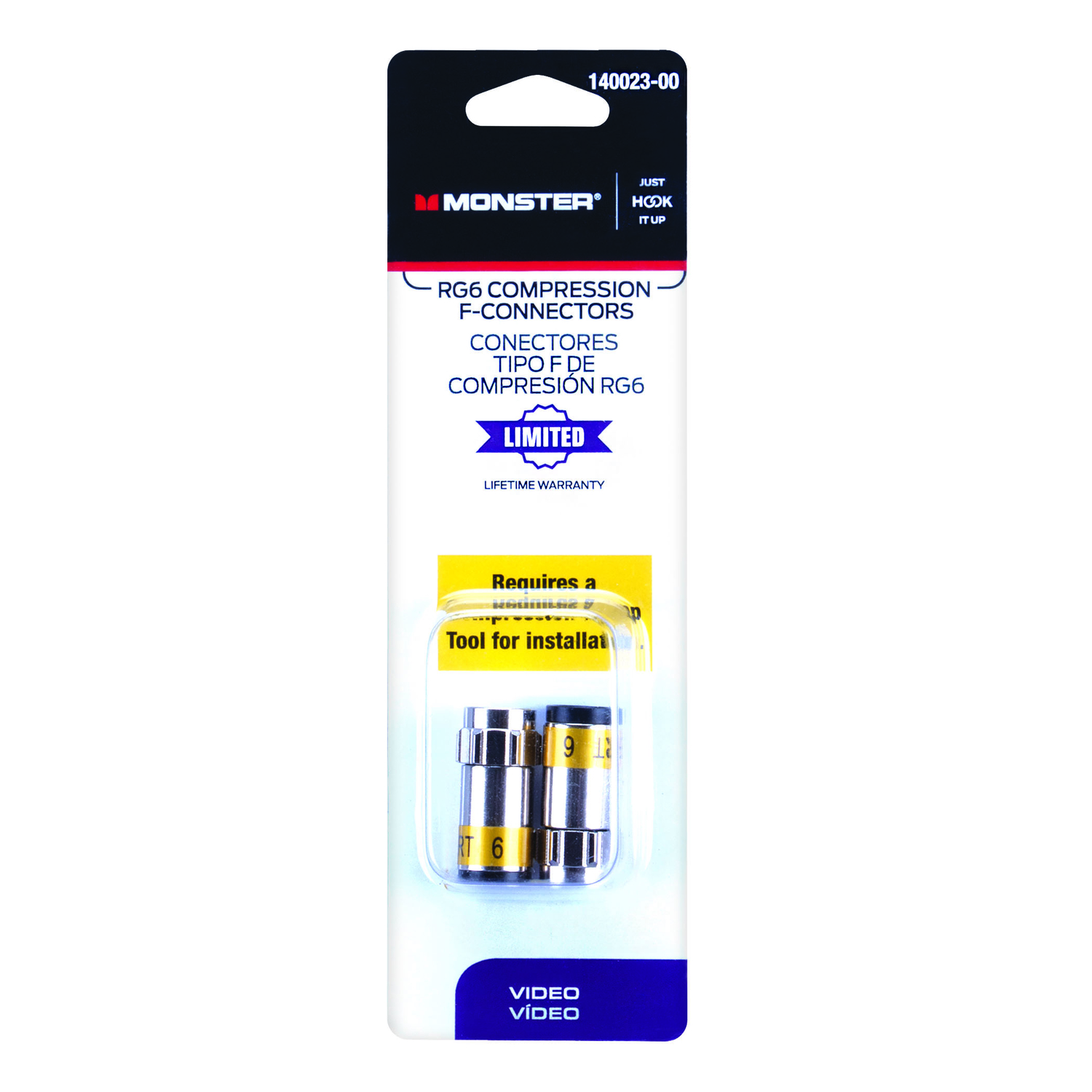 Monster Just Hook It Up Compression RG6 Compression Connector 2 pk