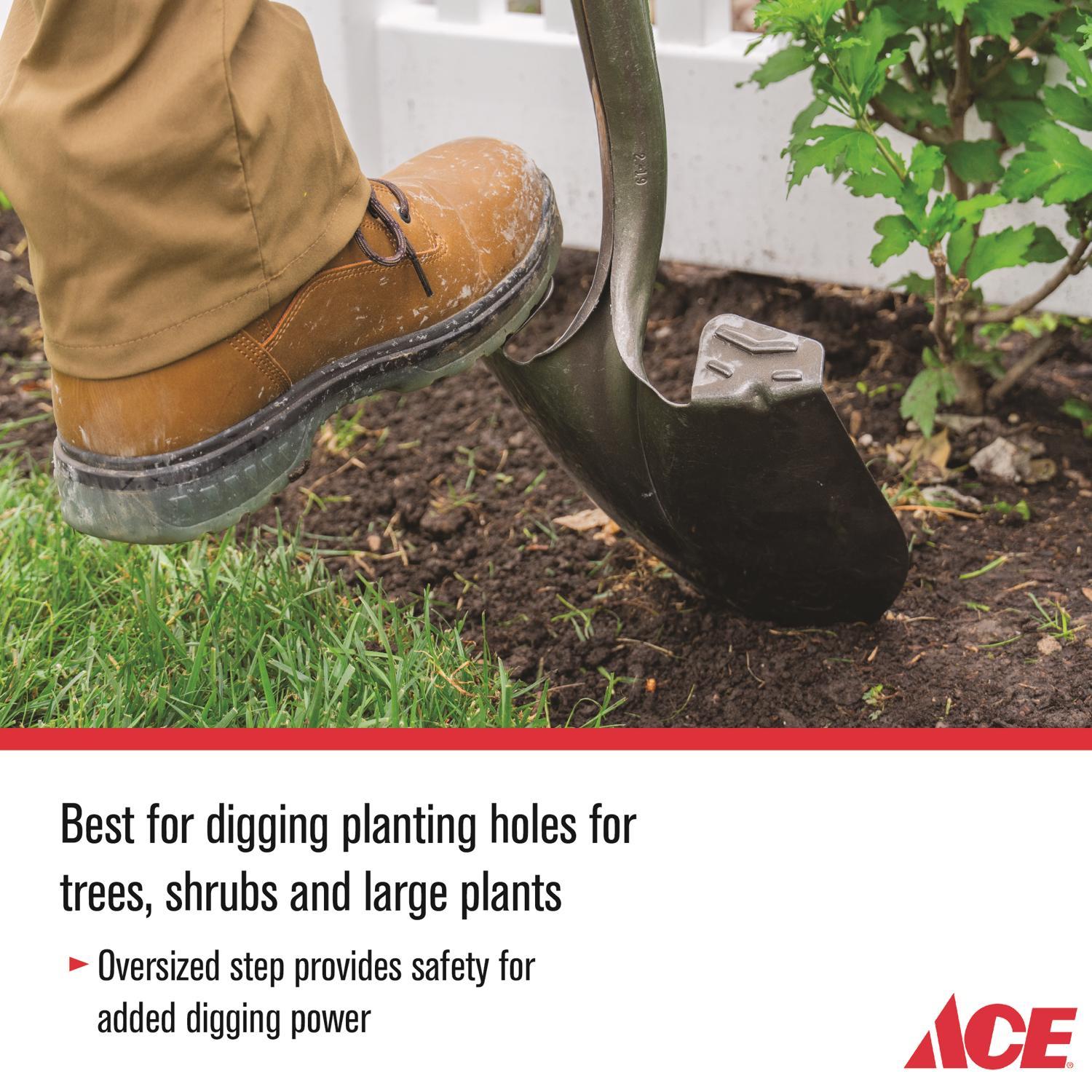 Ace 58 in. Steel Round Digging Shovel Wood Handle