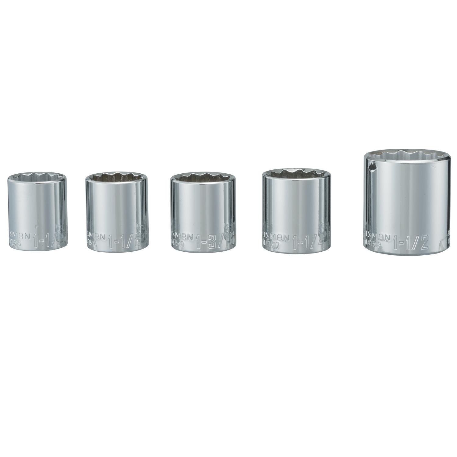 Craftsman 1-1/2 in. X 1/2 in. drive SAE 12 Point Standard Socket Set 5 pc