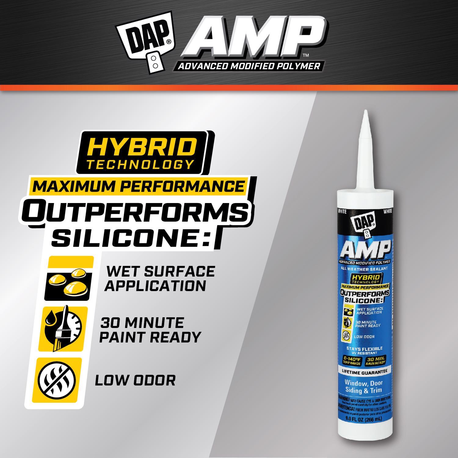 DAP AMP White Polymer Advanced Hybrid Caulk Sealant 9 oz Stine Home