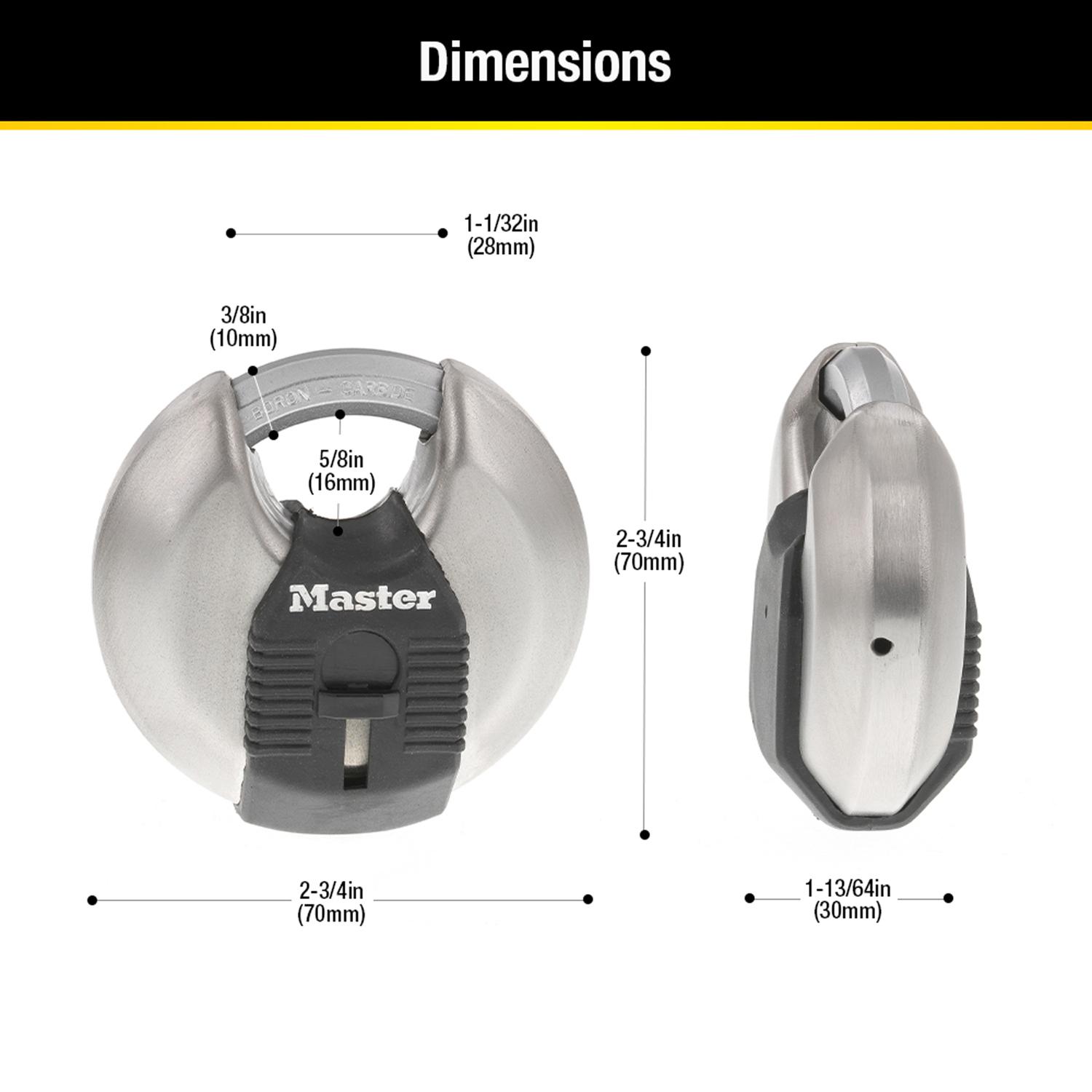Master Lock Magnum 2-3/4 in. H X 1-13/64 in. W X 2-3/4 in. L Steel Ball Bearing Shrouded Padlock