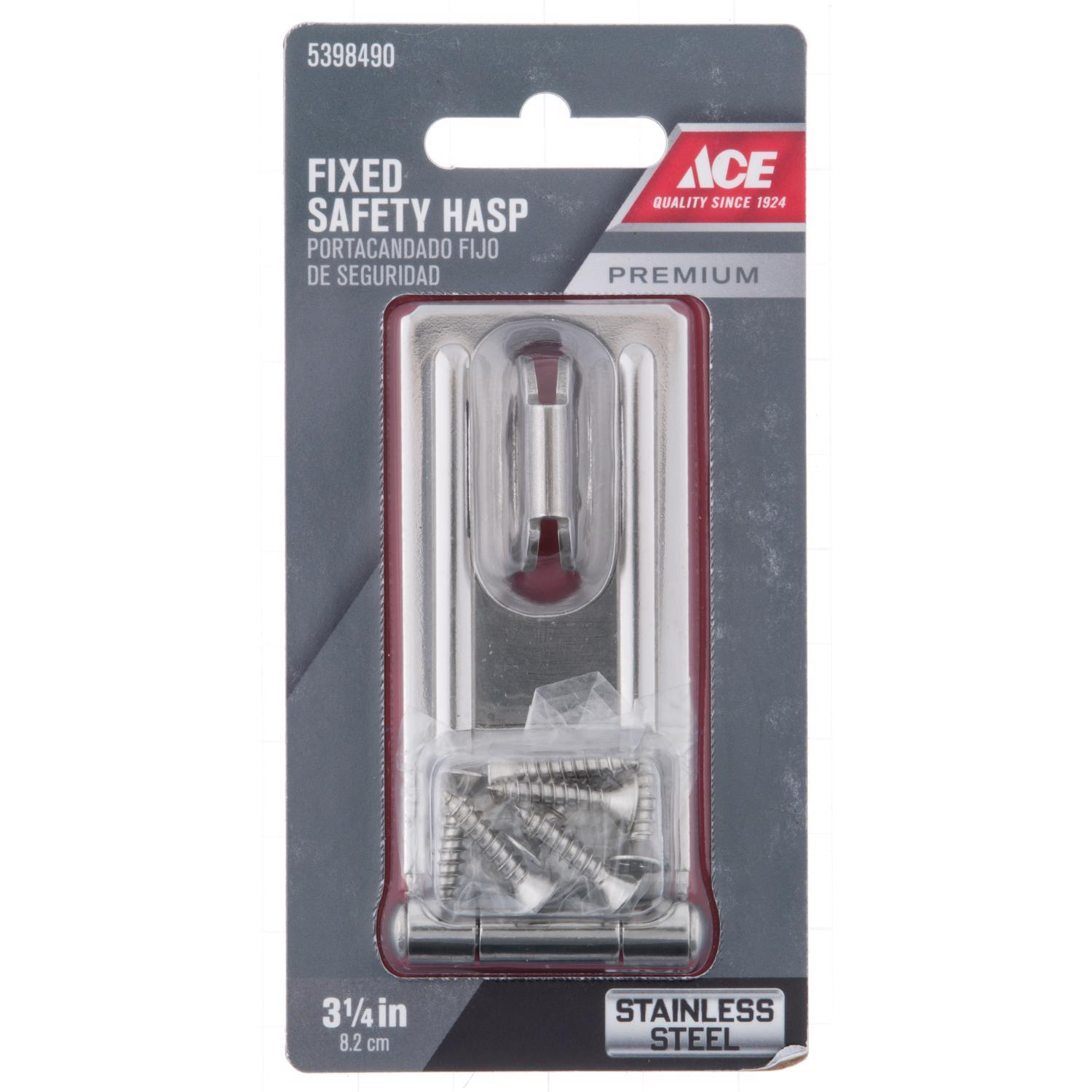 Ace Stainless Steel 3-1/4 in. L Fixed Staple Safety Hasp