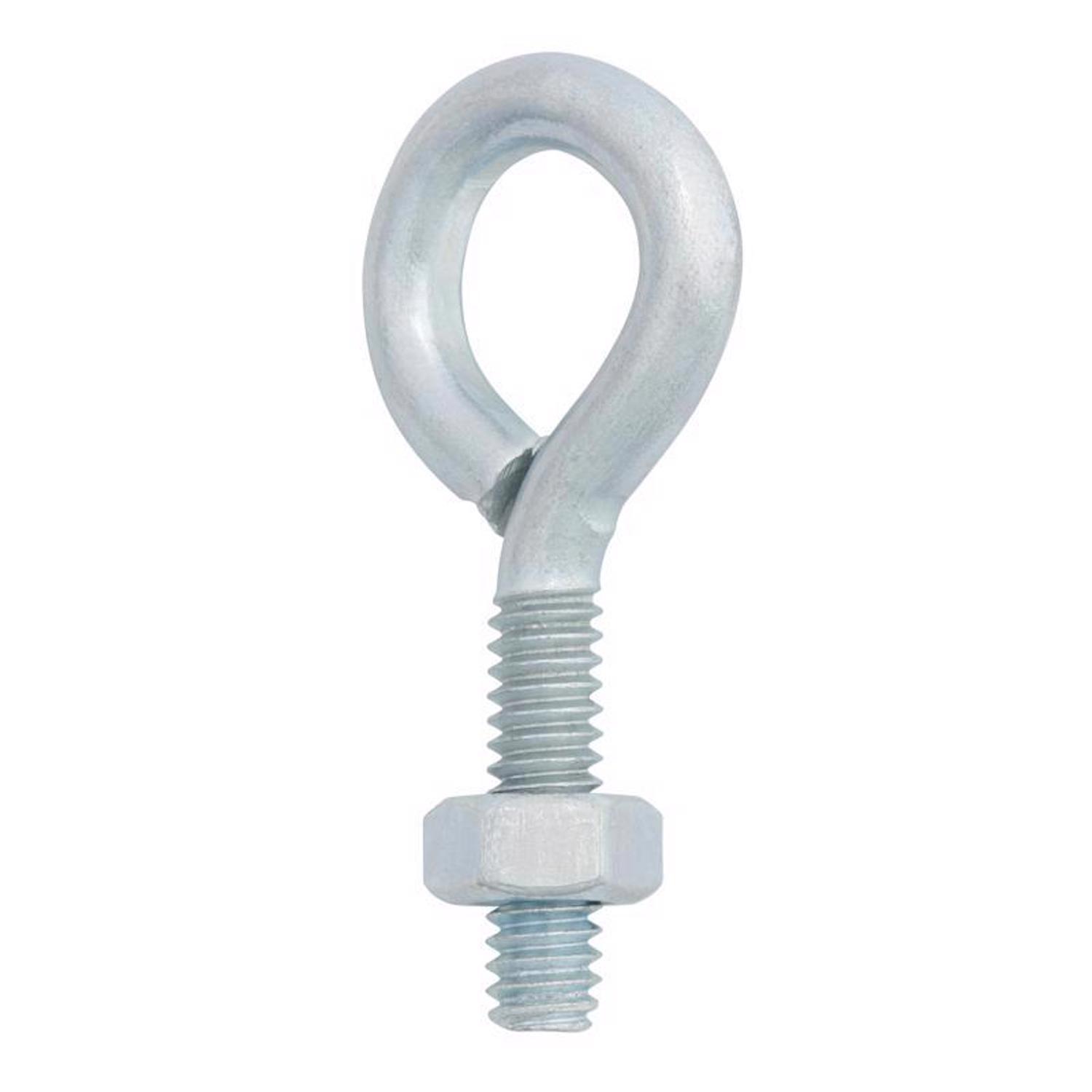 Hampton 1/4 in. X 2 in. L Zinc-Plated Steel Eyebolt Nut Included