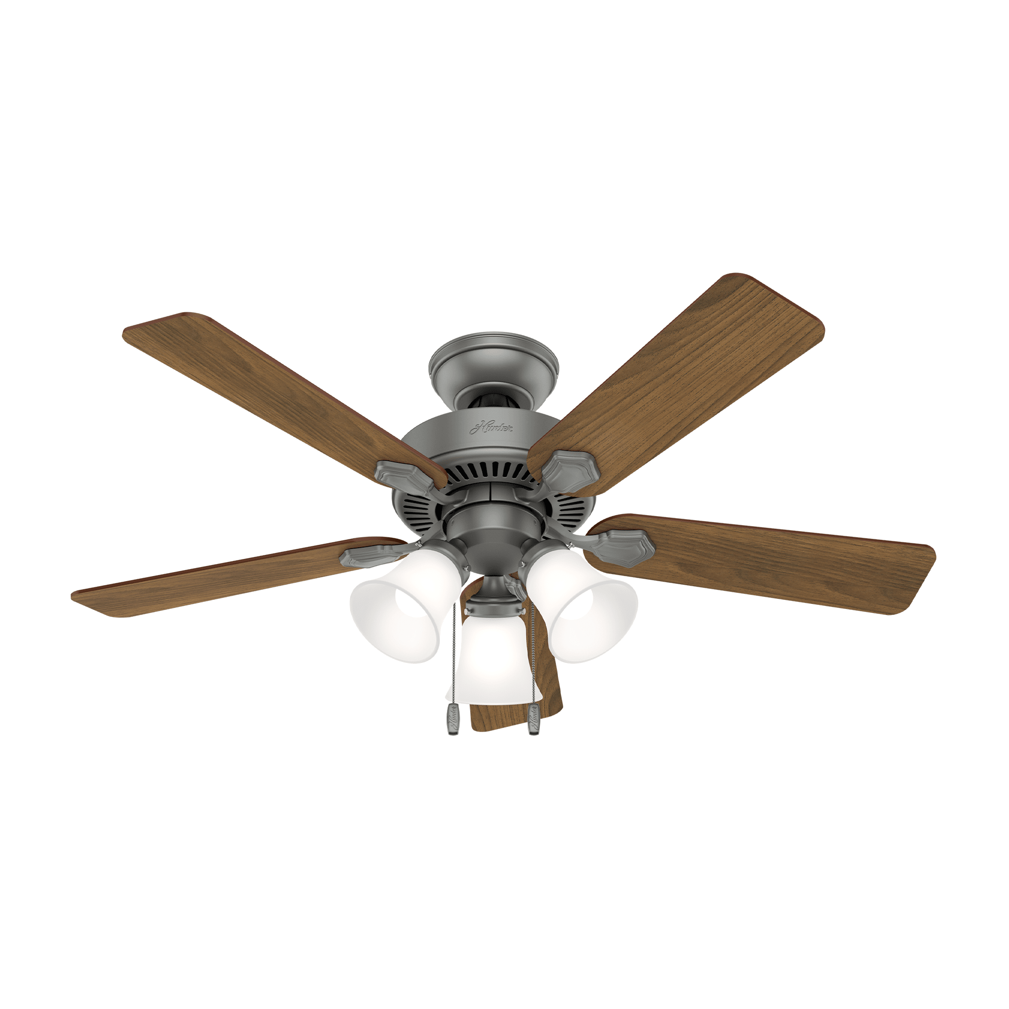 Hunter Fan Swanson 44 inch Matte Silver with Autumn Walnut / Natural Wood Blades Ceiling Fan