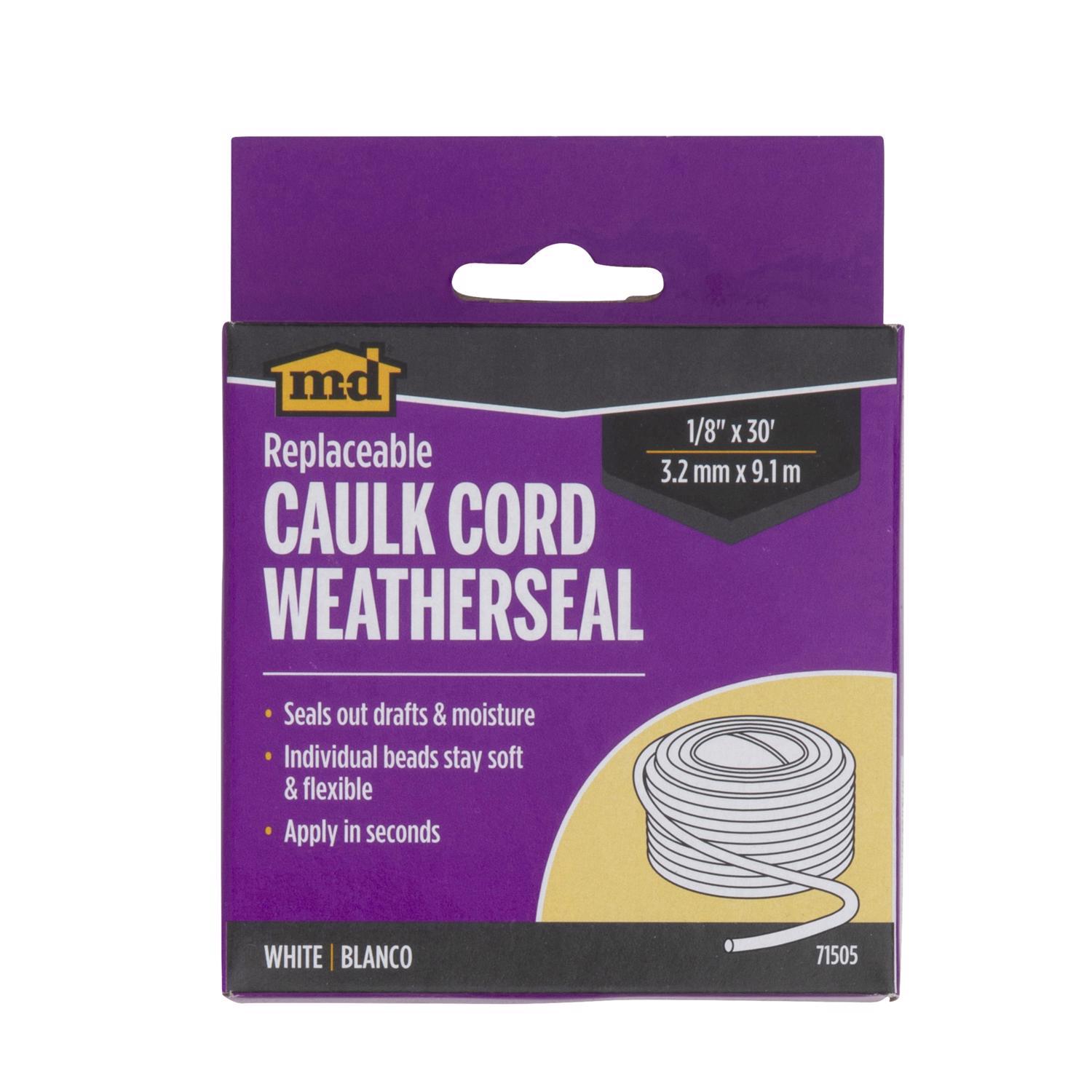 M-D White Synthetic Fiber Caulking Cord For Door and Window 30 ft. L X 1/8 in.