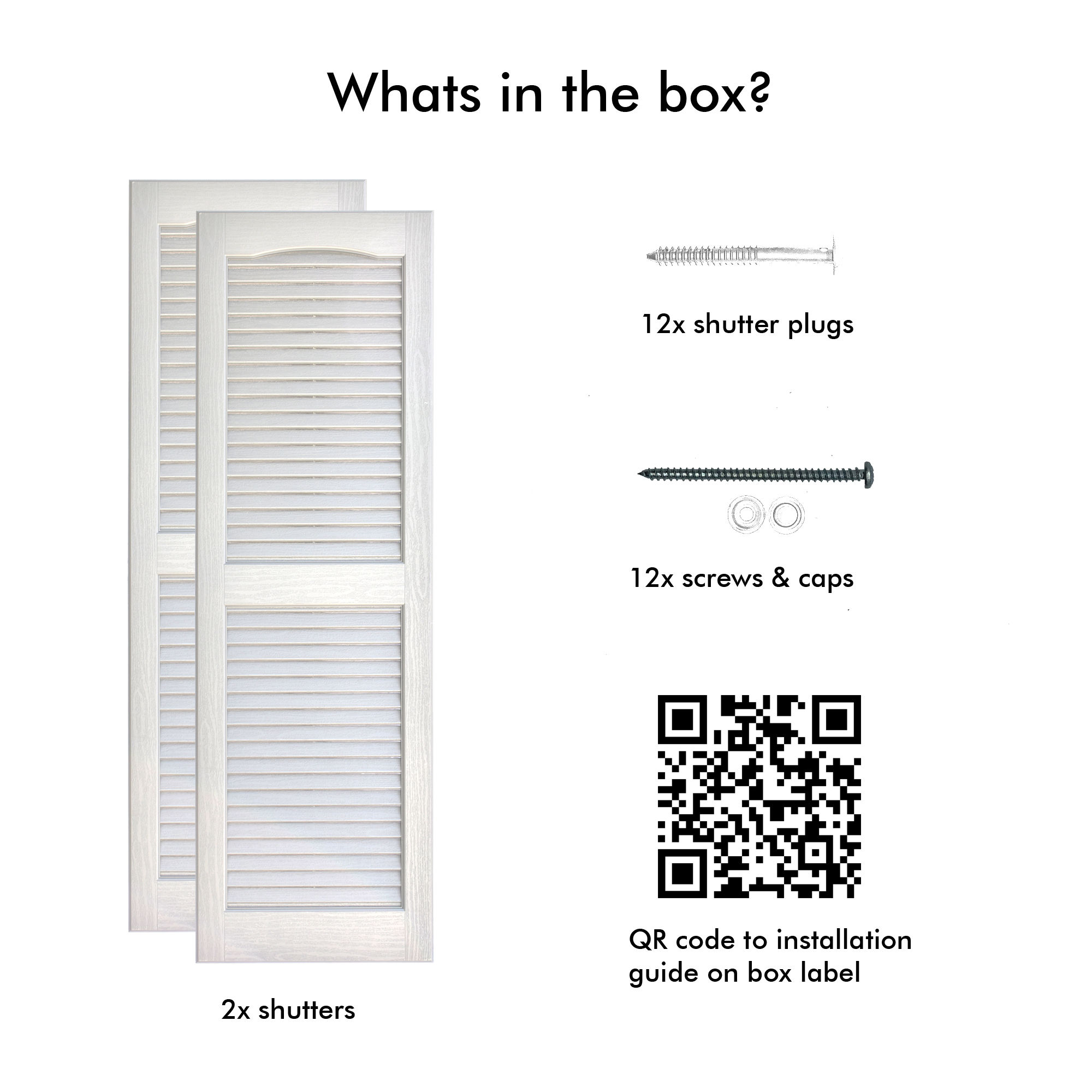 Pontiac Trail Open Louver Shutter 14.5 in. x 47 in. Dover White/Paintable