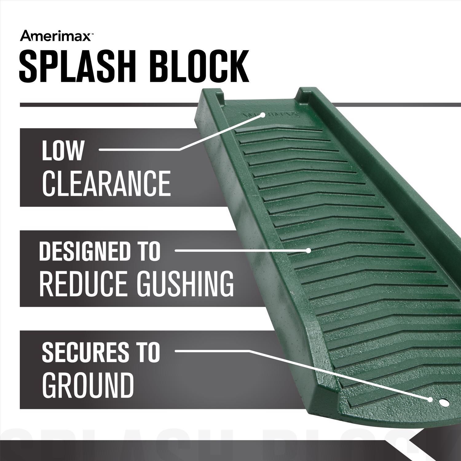 Amerimax 2.5 in. H X 11.5 in. W X 24 in. L Green Vinyl Splash Block