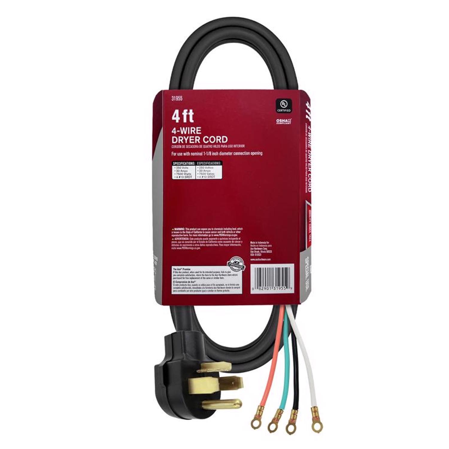 Ace 10/4 SRDT 4 ft. L Dryer Cord 4 Wire
