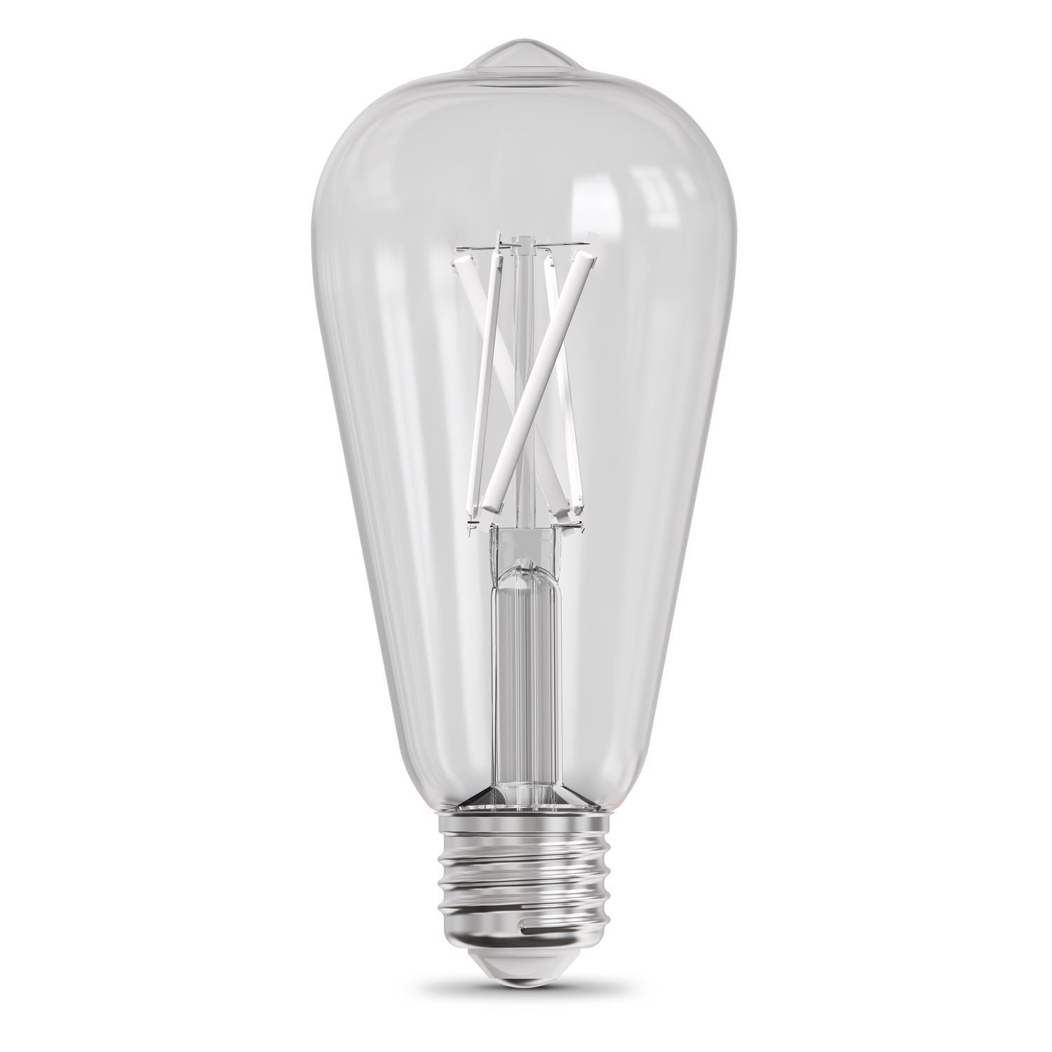 Feit ST19 E26 (Medium) Filament LED Bulb Adjustable White 60 Watt Equivalence 2 pk