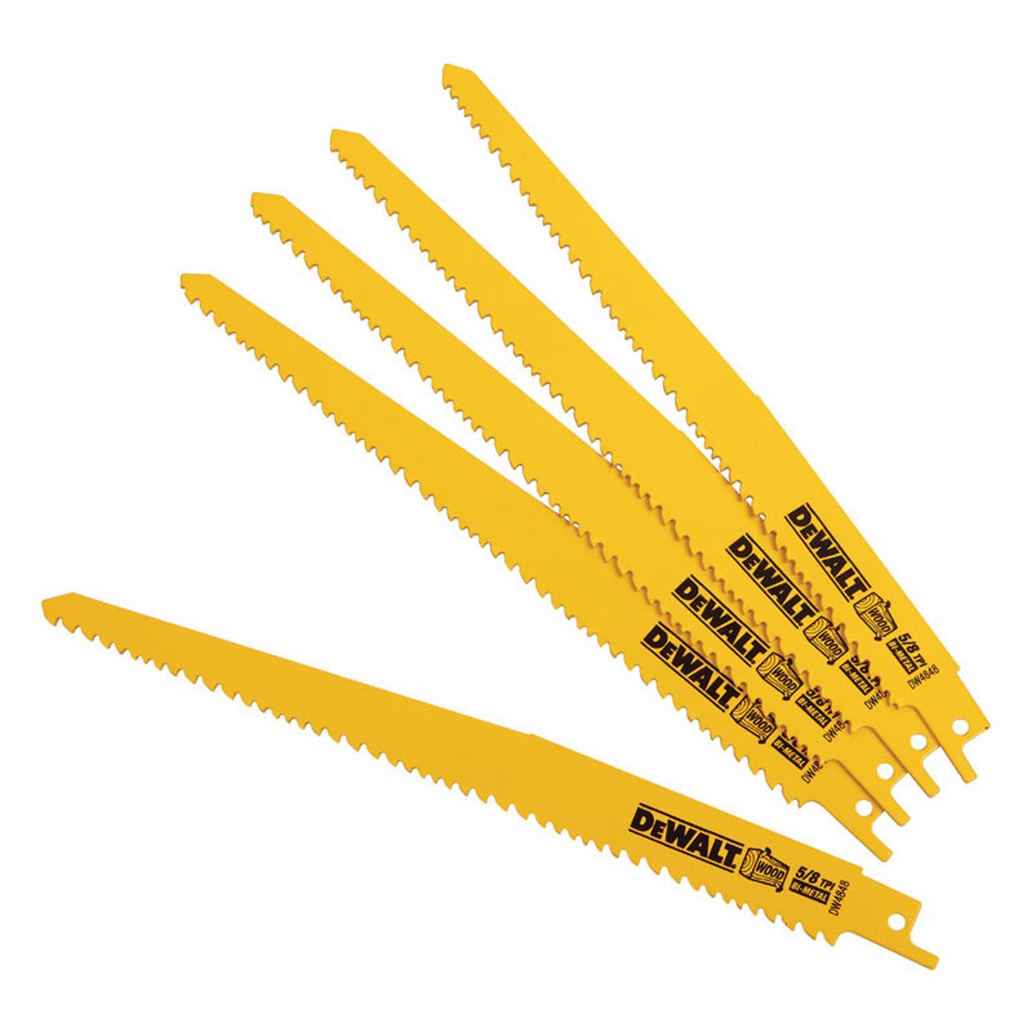 DeWalt Bi-Metal Reciprocating Saw Blade 5/8 TPI 5 pk