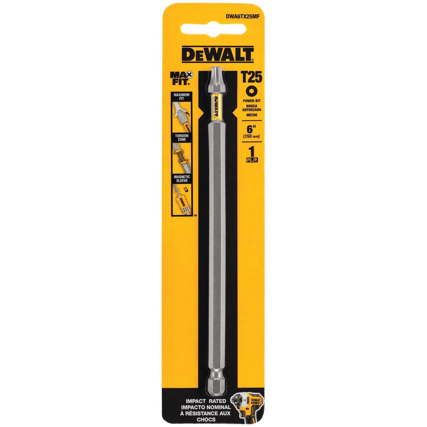 DEWALT Max Fit Torx T25 X 6 in. L Screwdriver Bit S2 Tool Steel 1 pc