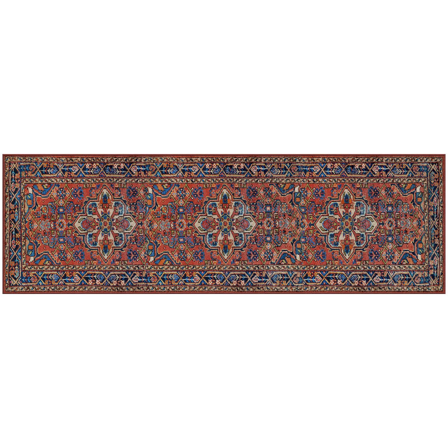 Gel Pro NeverMove Esther 24 in. W X 76 in. L Vintage Red Tribal Polyester Runner Rug