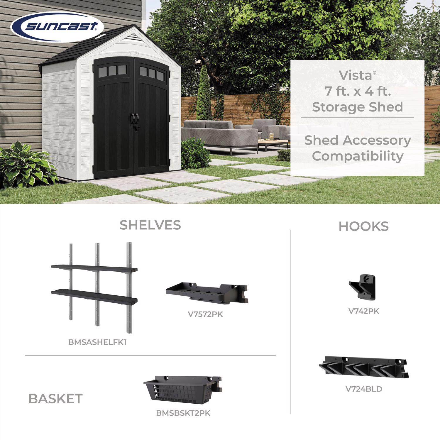 Suncast Vista 7 ft. x 4 ft. Resin Standard Modern Storage Shed with Floor Kit