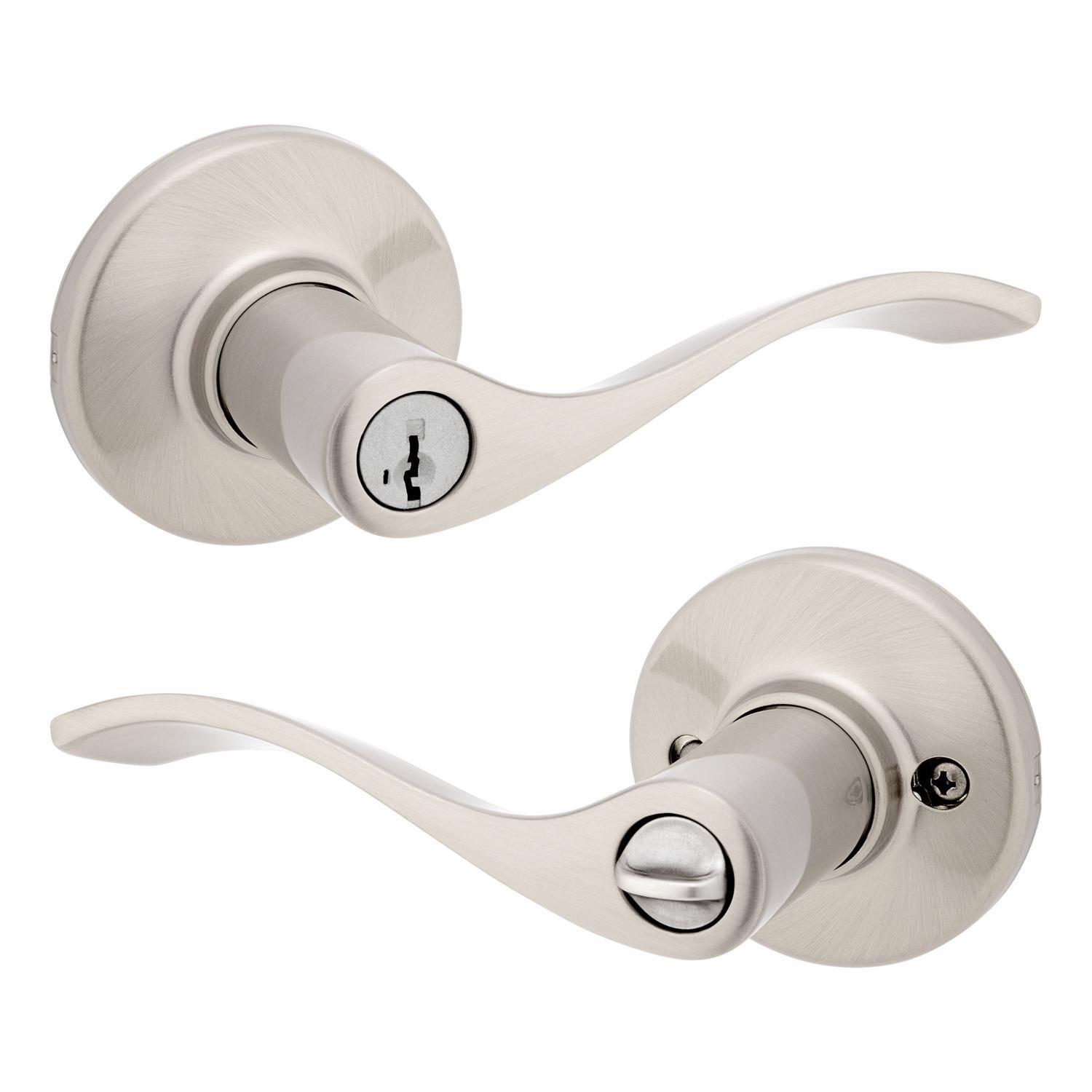 Kwikset SmartKey Security Wave Satin Nickel Entry Lever KW1 2-3/4 in.