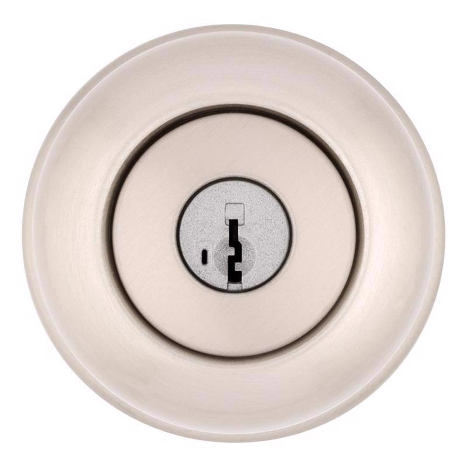 Kwikset SmartKey Security Satin Nickel Entry Knob KW1 2-3/4 in.