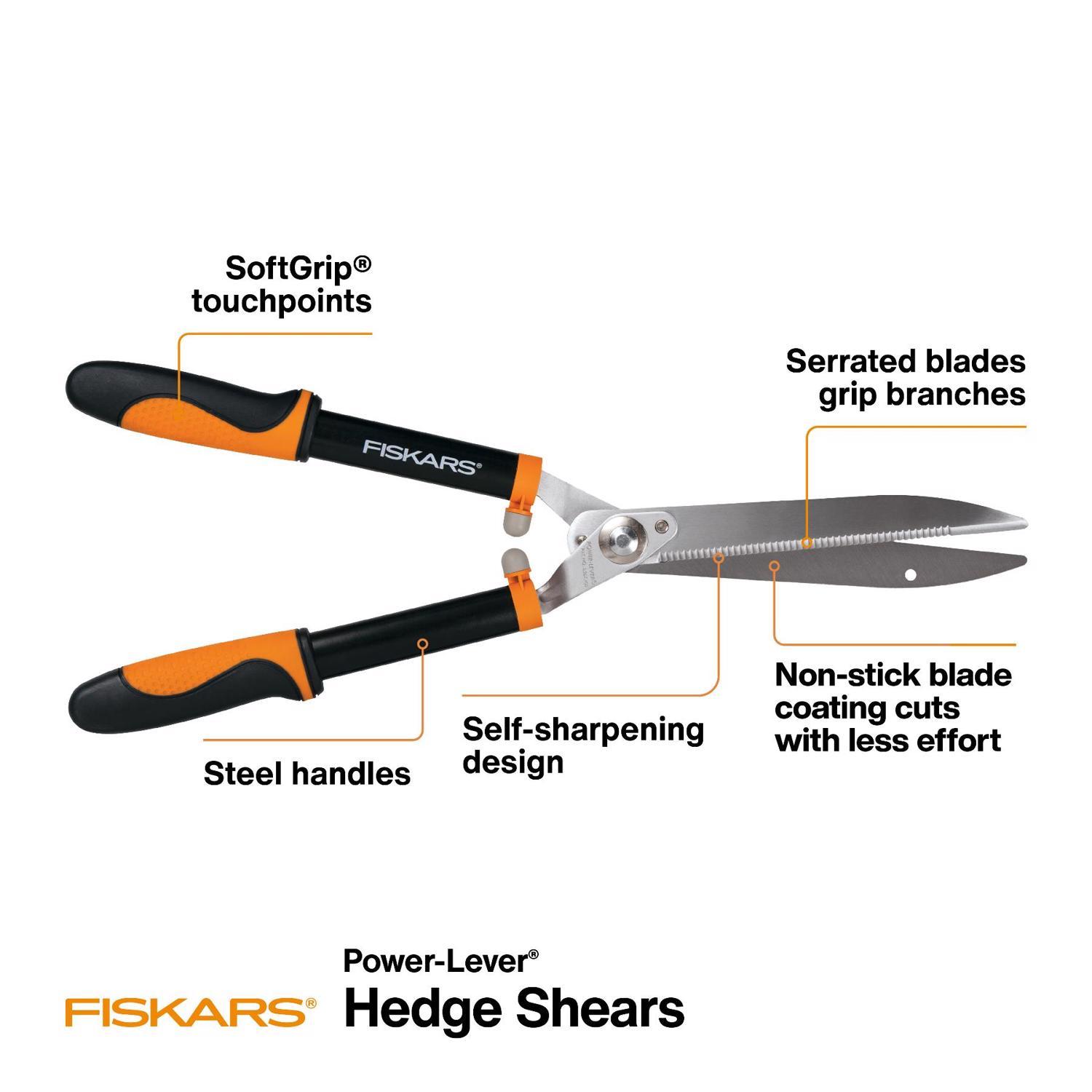 Fiskars 13 in. Steel Serrated Hedge Shears