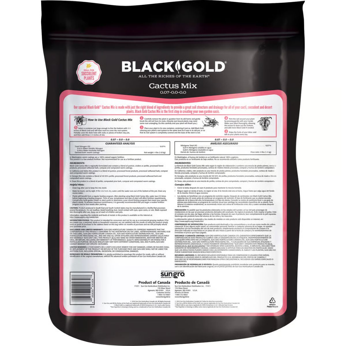 Black Gold Organic Cacti and Succulent Potting Mix 8 qt.
