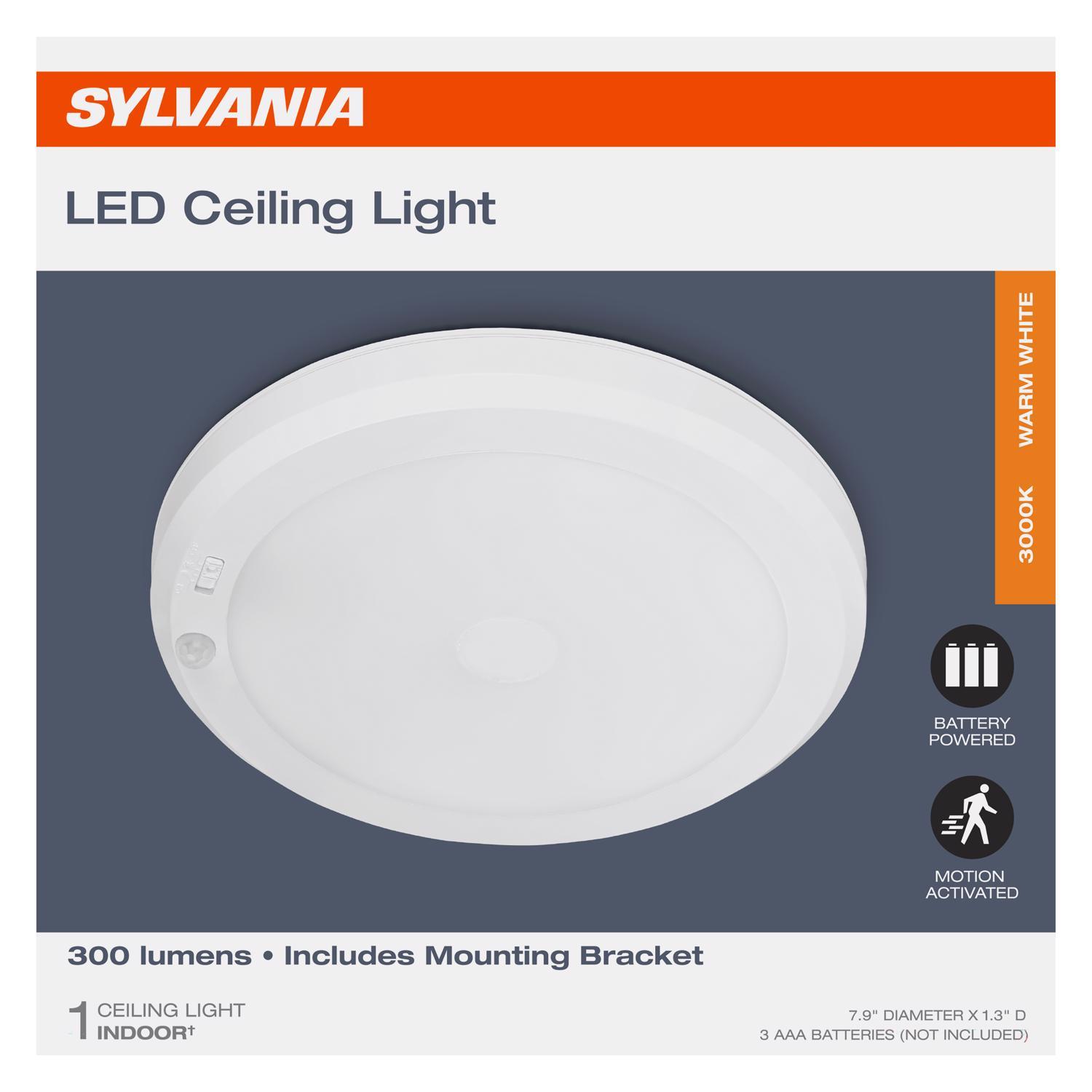 Sylvania Motion-Sensing Battery Powered LED White Ceiling Light