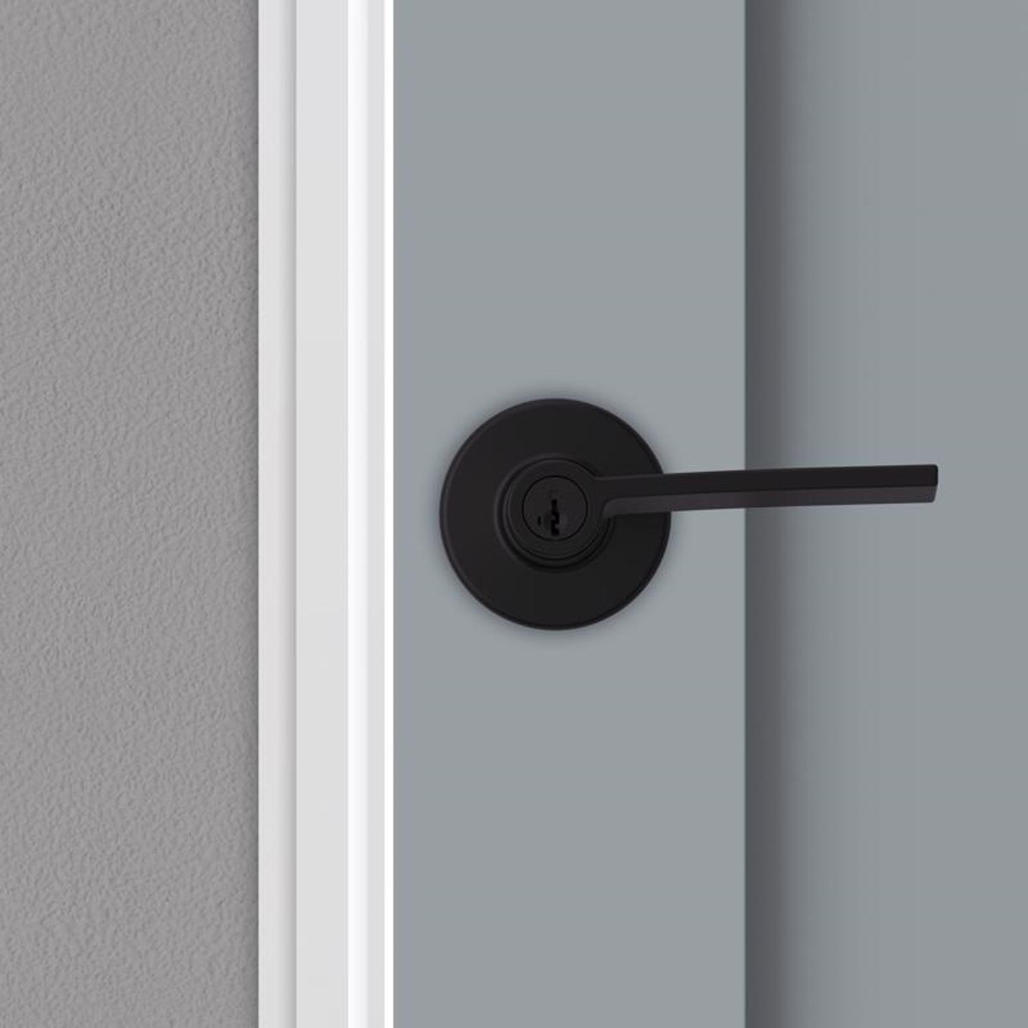 Kwikset Ladera Matte Black Keyed Entry Lever 2-3/4 in.