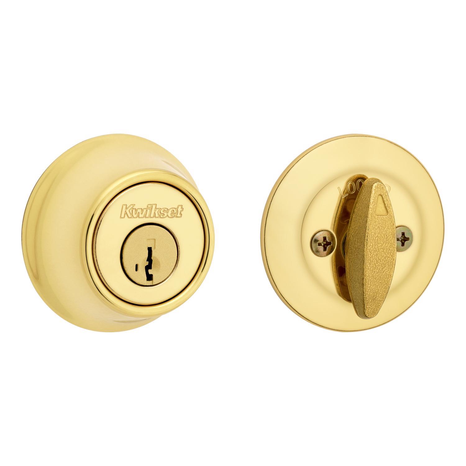 Kwikset SmartKey Security Polished Brass Metal Single Cylinder Deadbolt