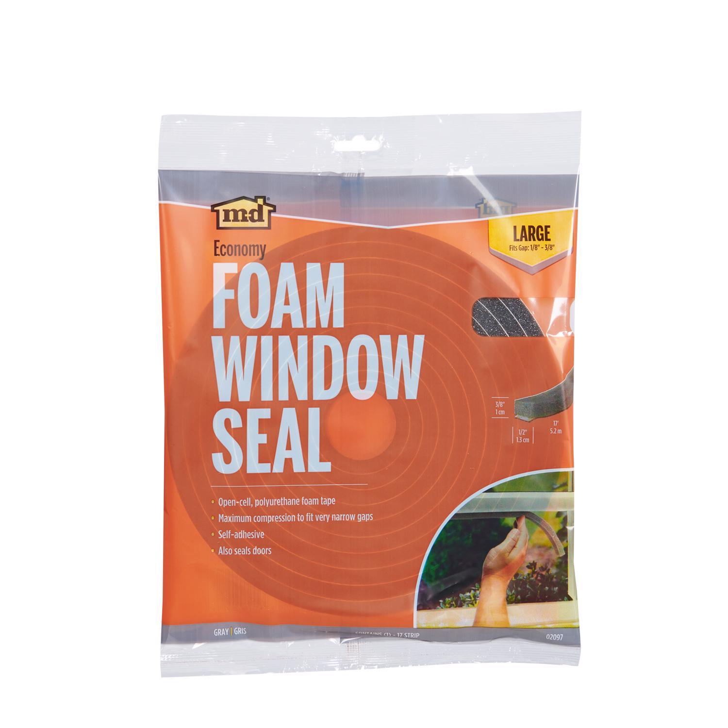 M-D Gray Foam Weather Stripping Tape For Doors and Windows 17 ft. L X 3/8 in.